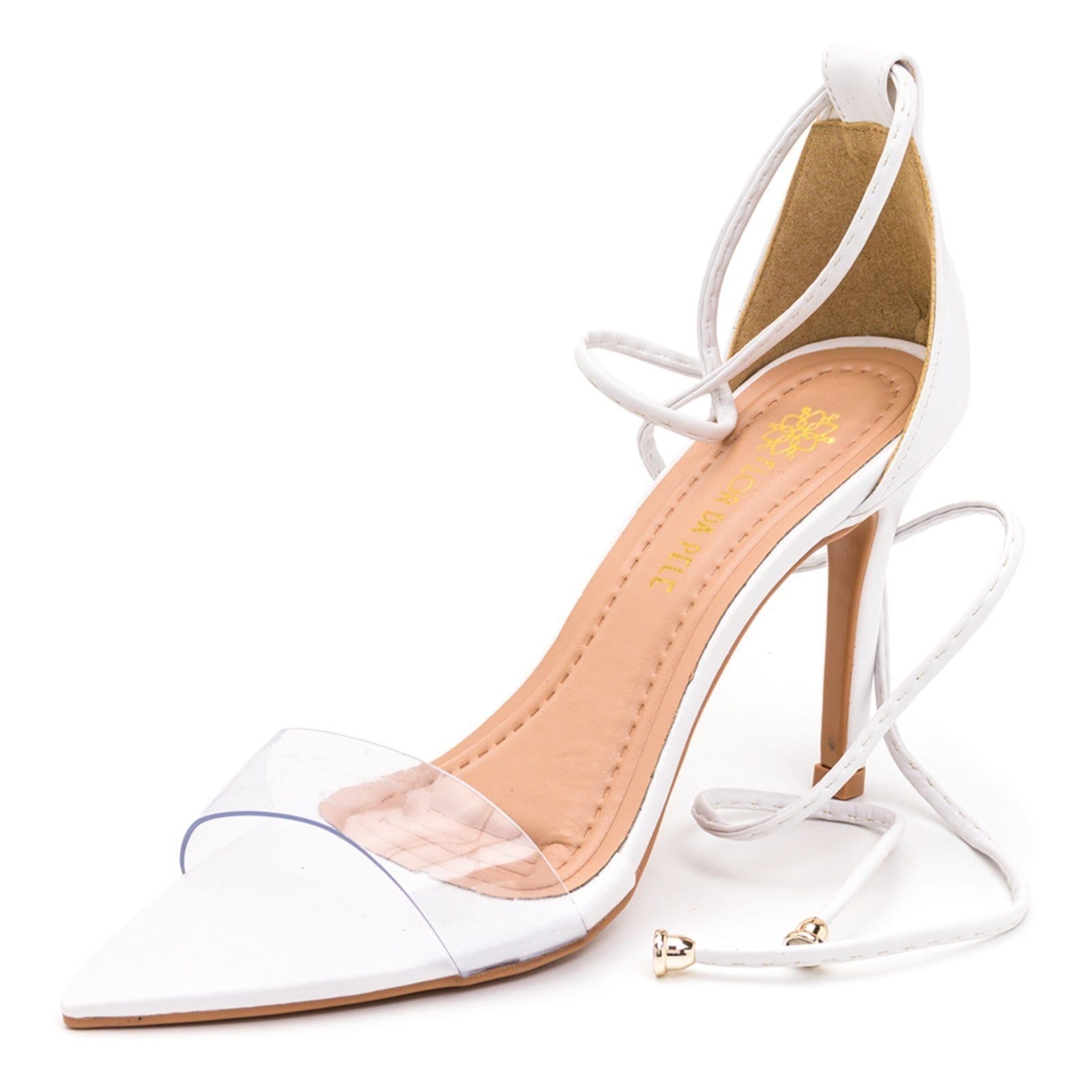 Vista 2 Sandália Feminina Bico Fino com Corda Napa Branca Lançamento Sete Sales branco