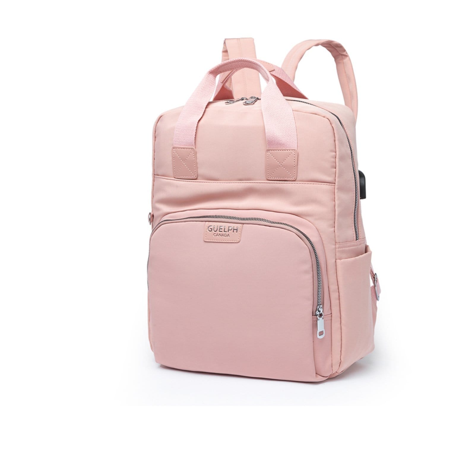 Vista 2 Mochila Multifuncional Feminina Viagem Usb Cinza/Rosa GUELPH cinza rosa