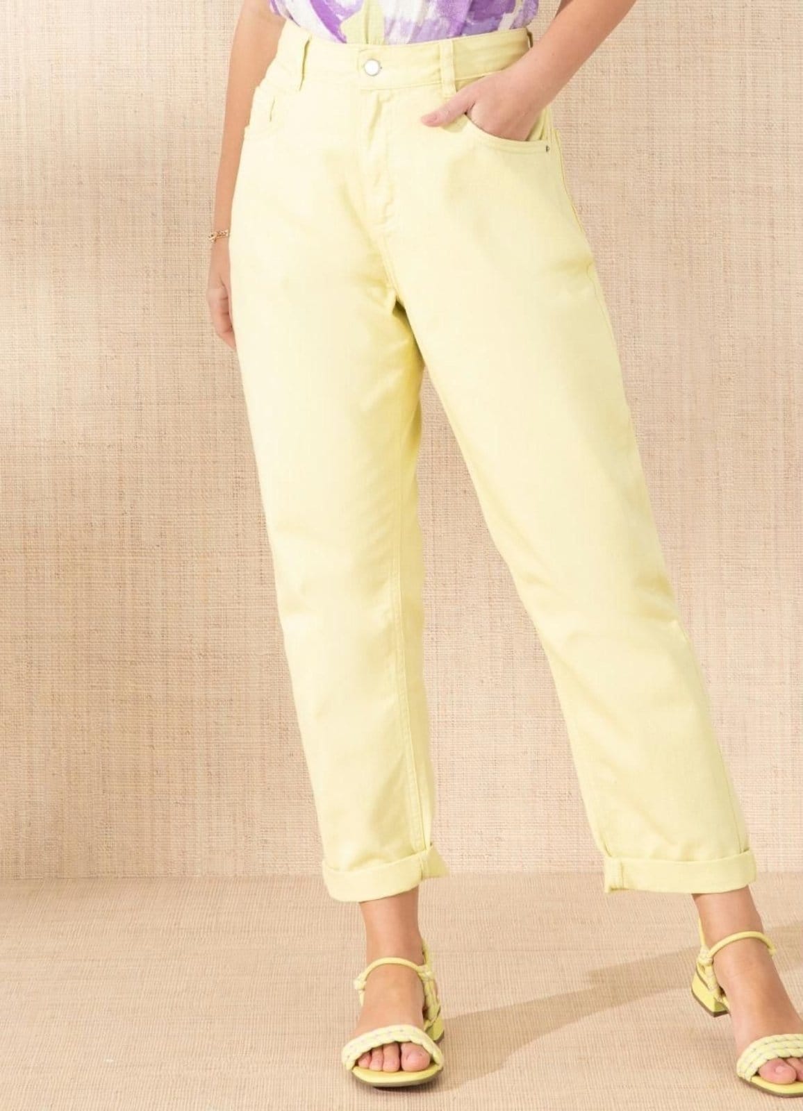 Calça Reta Bolsos Lima Colorido