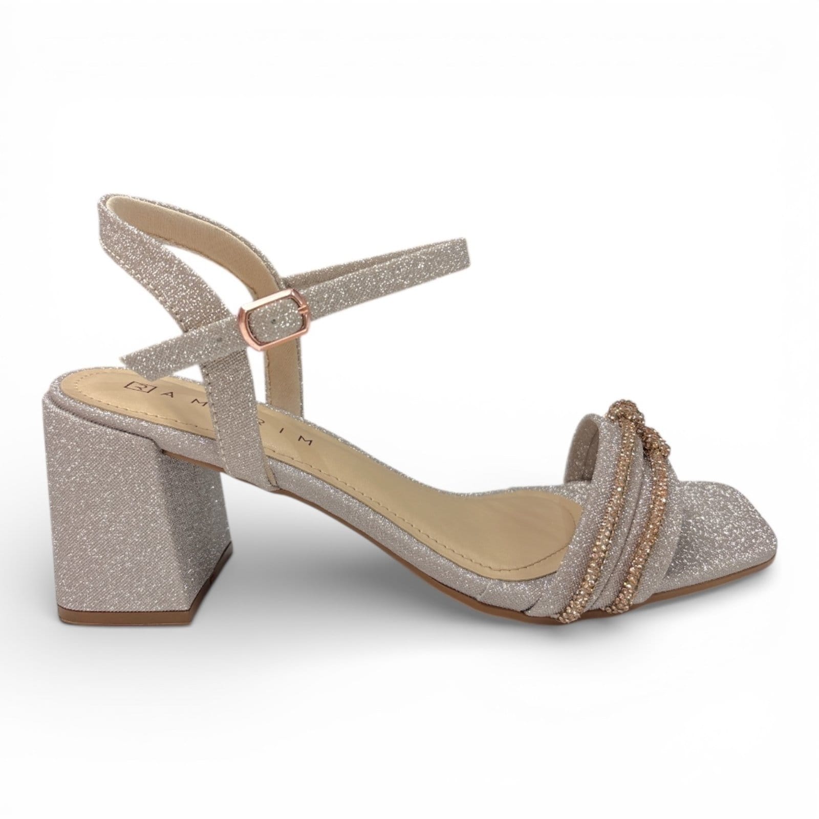 Vista 2 Sandália Feminina Ouro Social Salto Bloco Ramarim 2534202-1 RAMARIM dourado