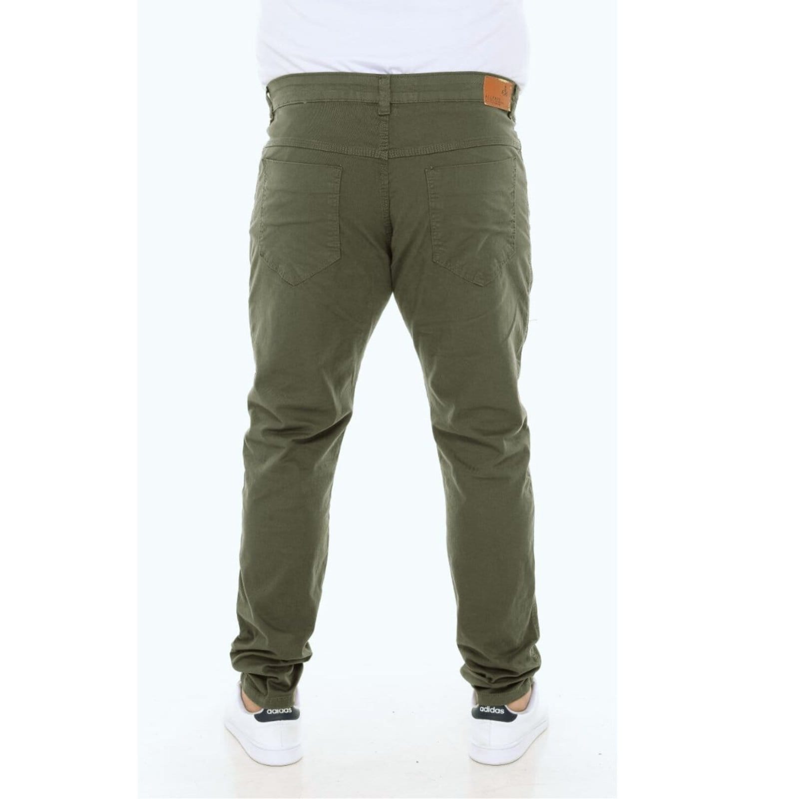 Vista 2 Calça Tradicional Masculina Plus Size Musgo JEANS LIGHT verde