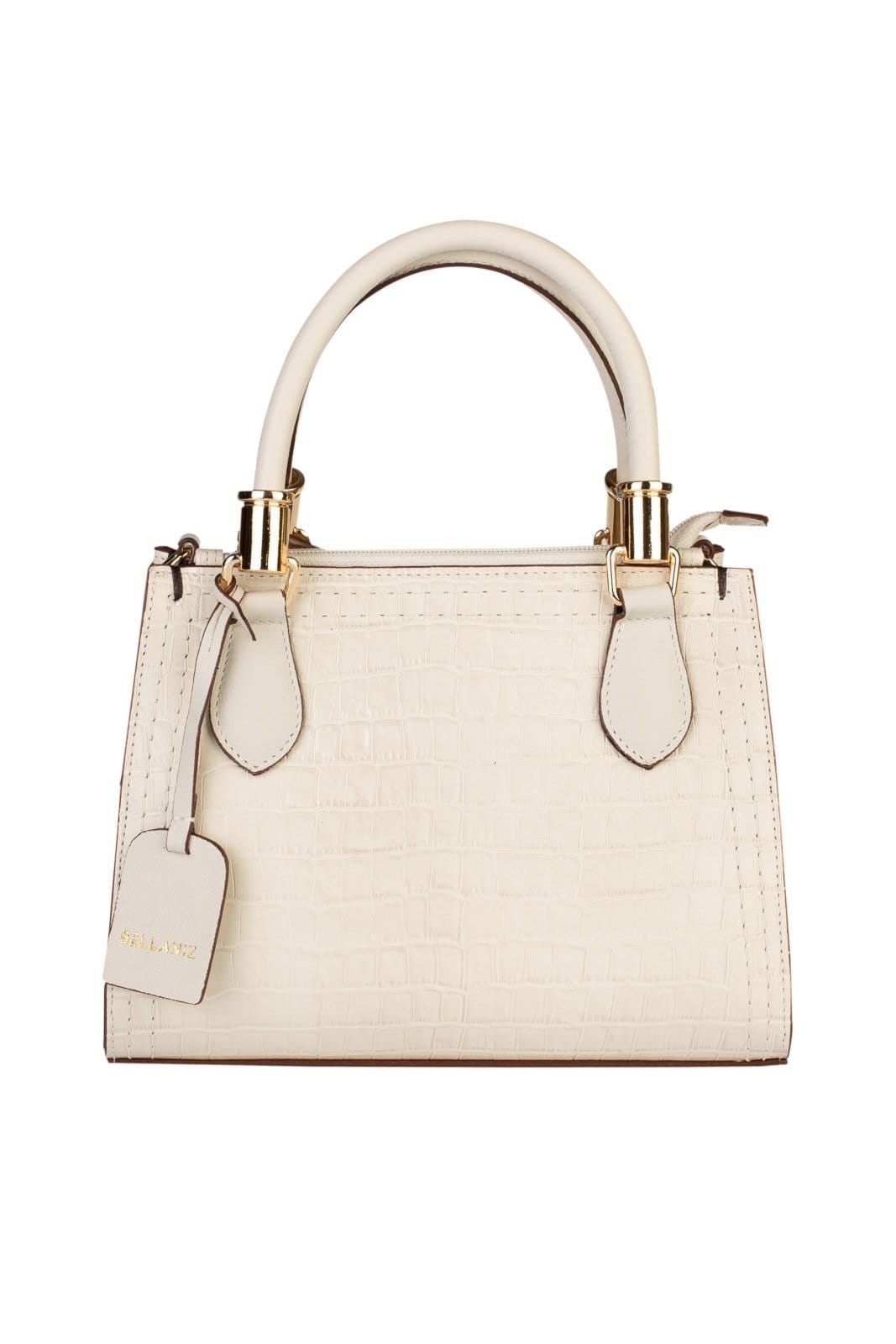 Bolsa Bellaniz Baú De Couro Croco Andressa - Marfim