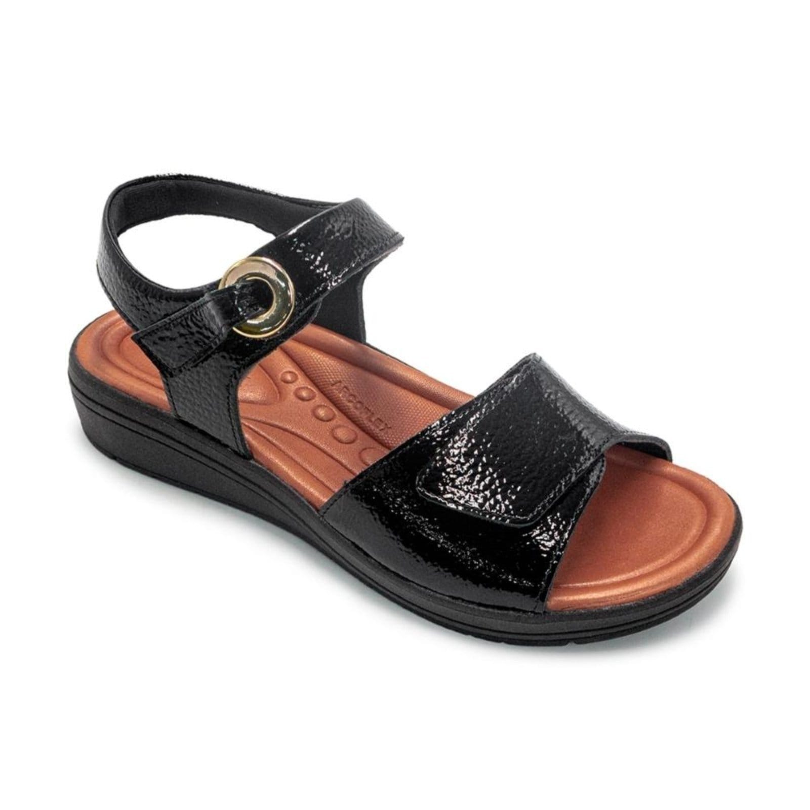 Vista 2 Sandália Usaflex Feminina Salto Anabela Ajuste Fecho-Flex Casual AK0508 Usaflex preto