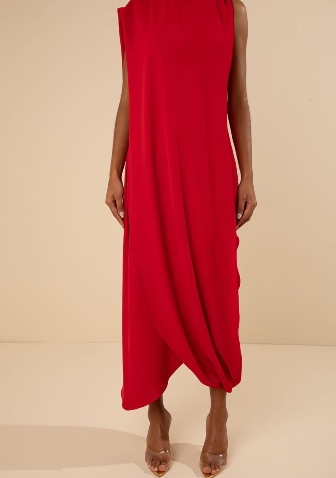 Vista 2 Vestido Morena Rosa Solto Decote Careca Sem Manga Midi Estampado Morena Rosa estampado rosa