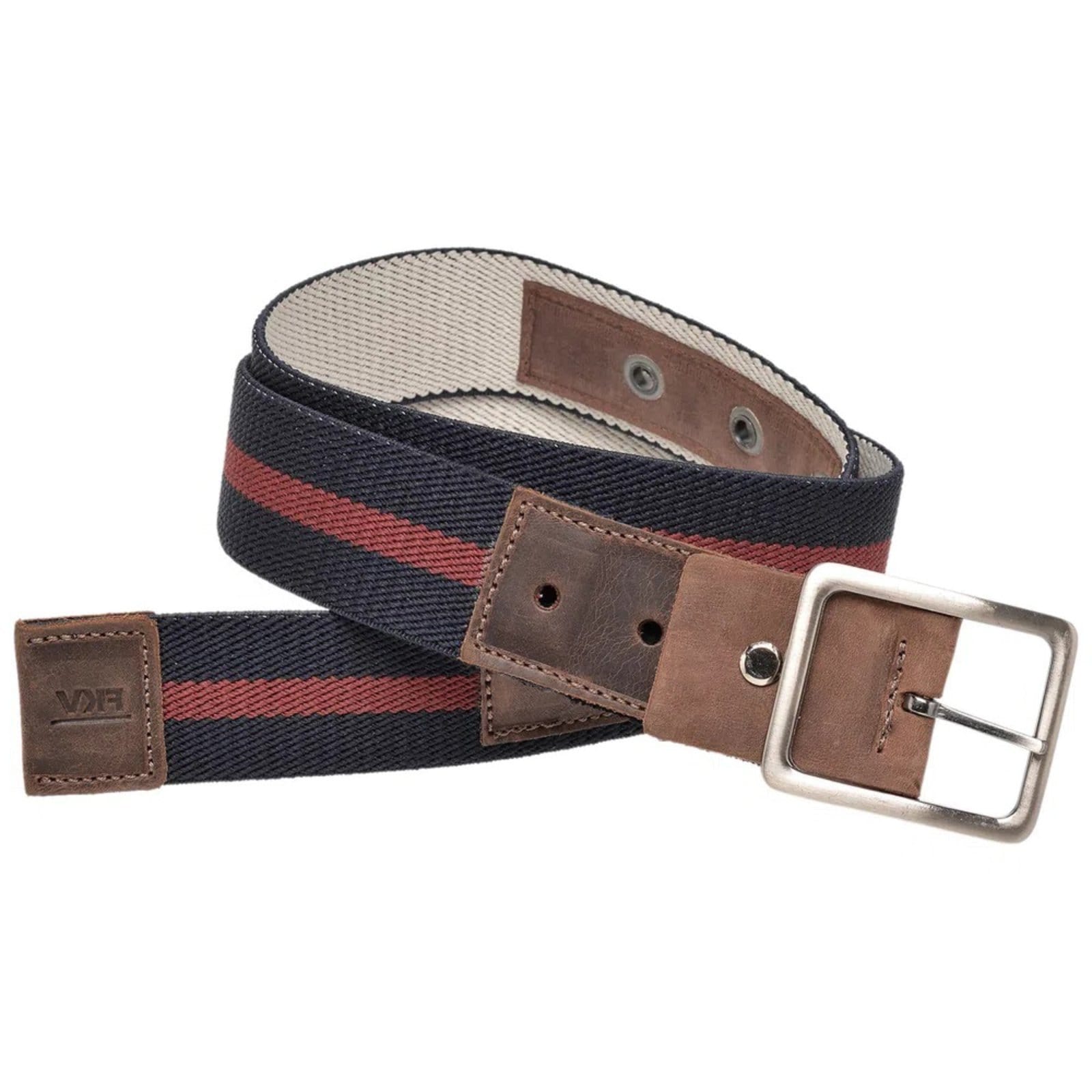 Vista 2 Cinto FKV Dupla Face em Elástico com Ponteiras em Couro E611_40AZ Malbork azul