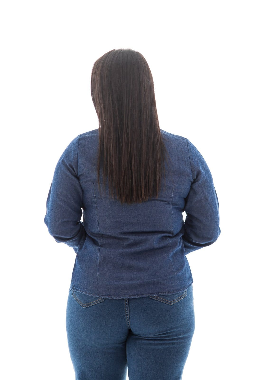 Vista 2 Camisa Feminina Arauto Gola Laço ARAUTO JEANS azul/jeans