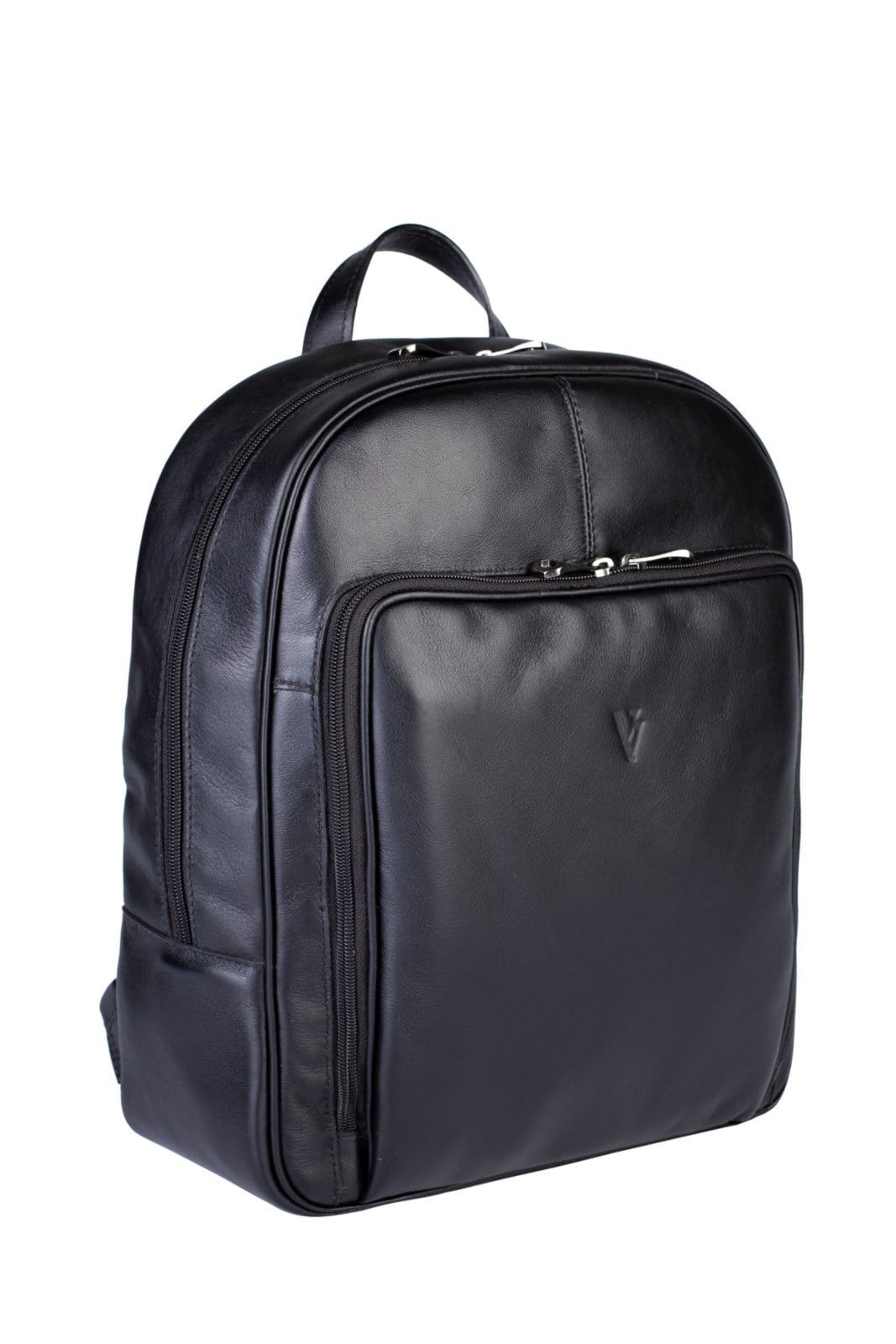 Vista 2 Mochila masculina de couro italiano Steve Vira Vento preto