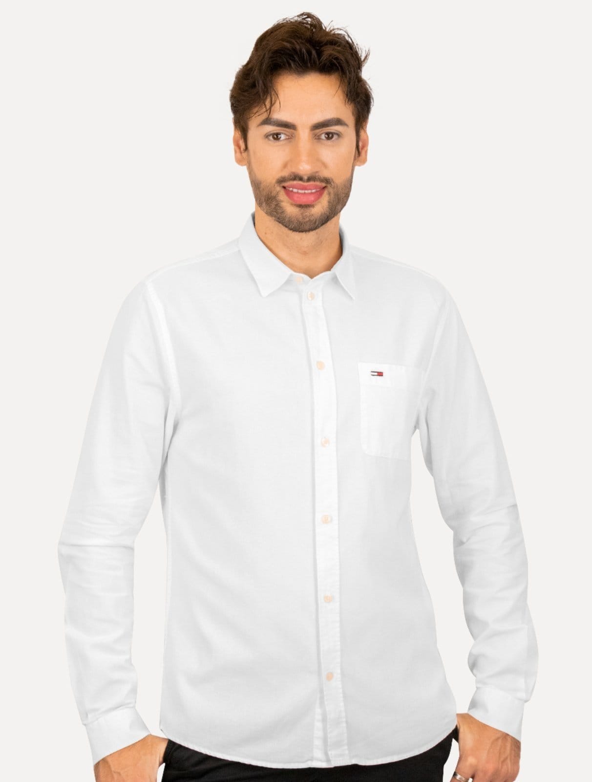 Camisa Tommy Jeans Masculina Regular Classic Oxford Pocket Branca