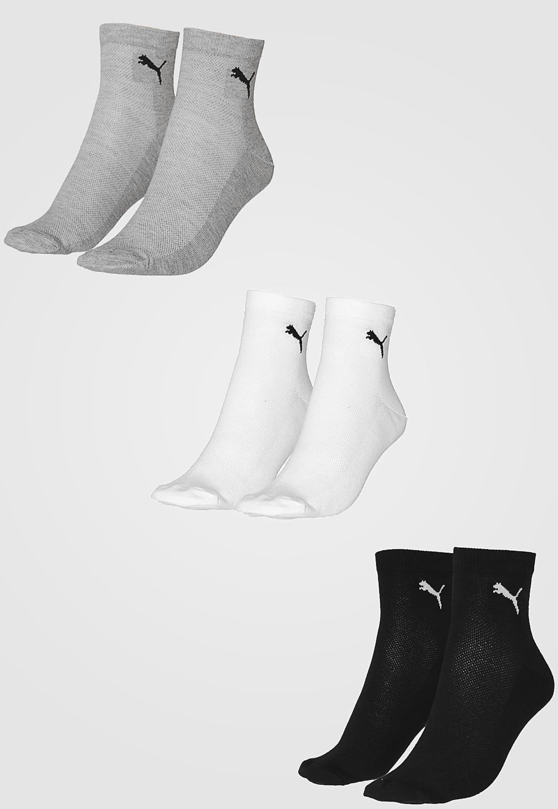Vista 2 Kit 3pçs Meia Puma Logo Preta Puma preto