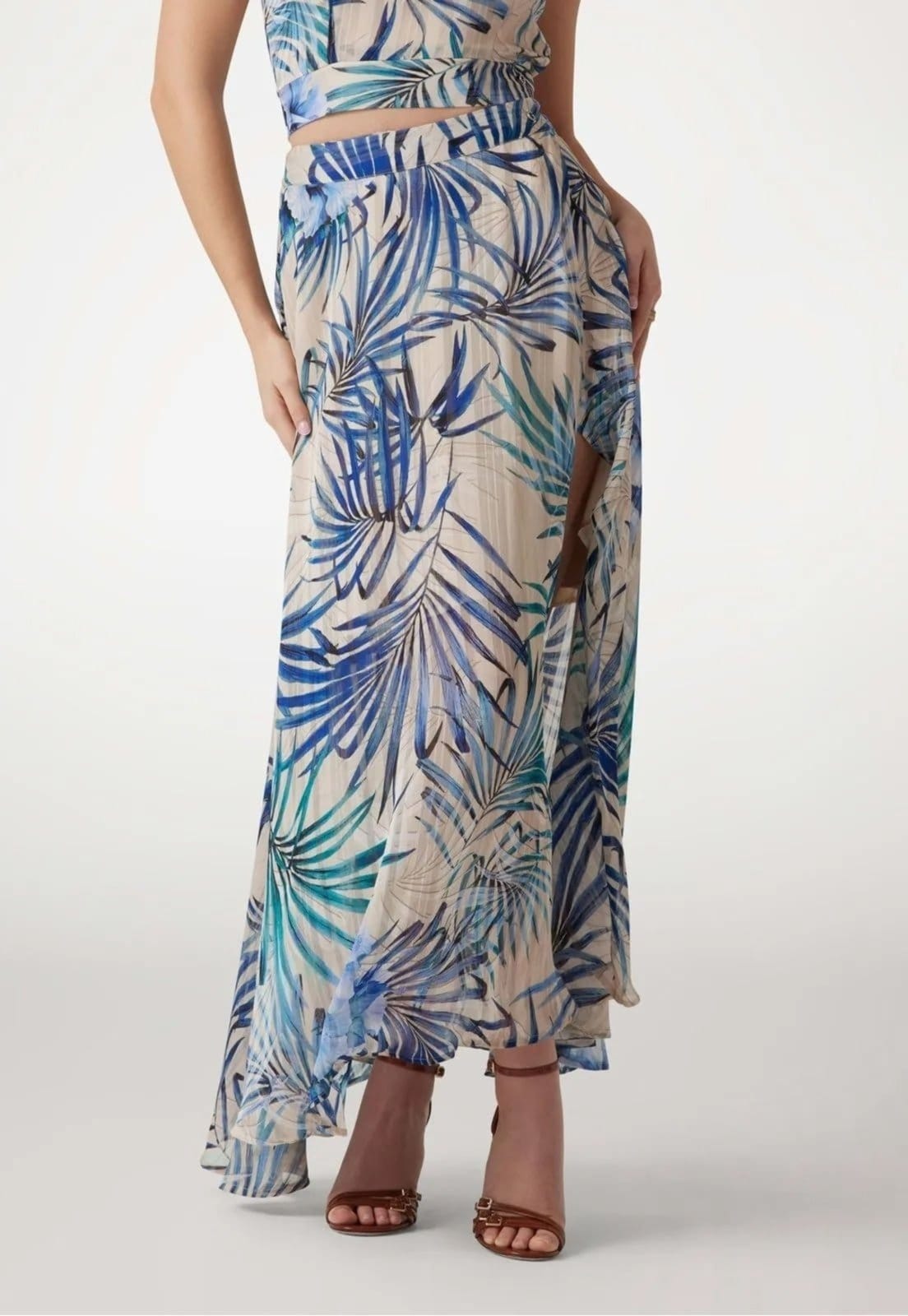 Saia Guess Longa Transpassada Eco Azul