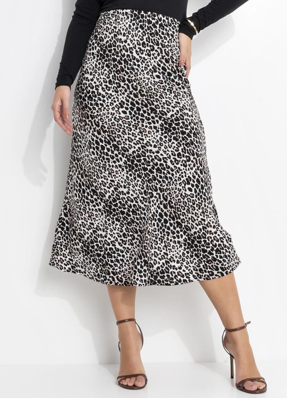 Saia Viscose Plana Onça Preta Colorido