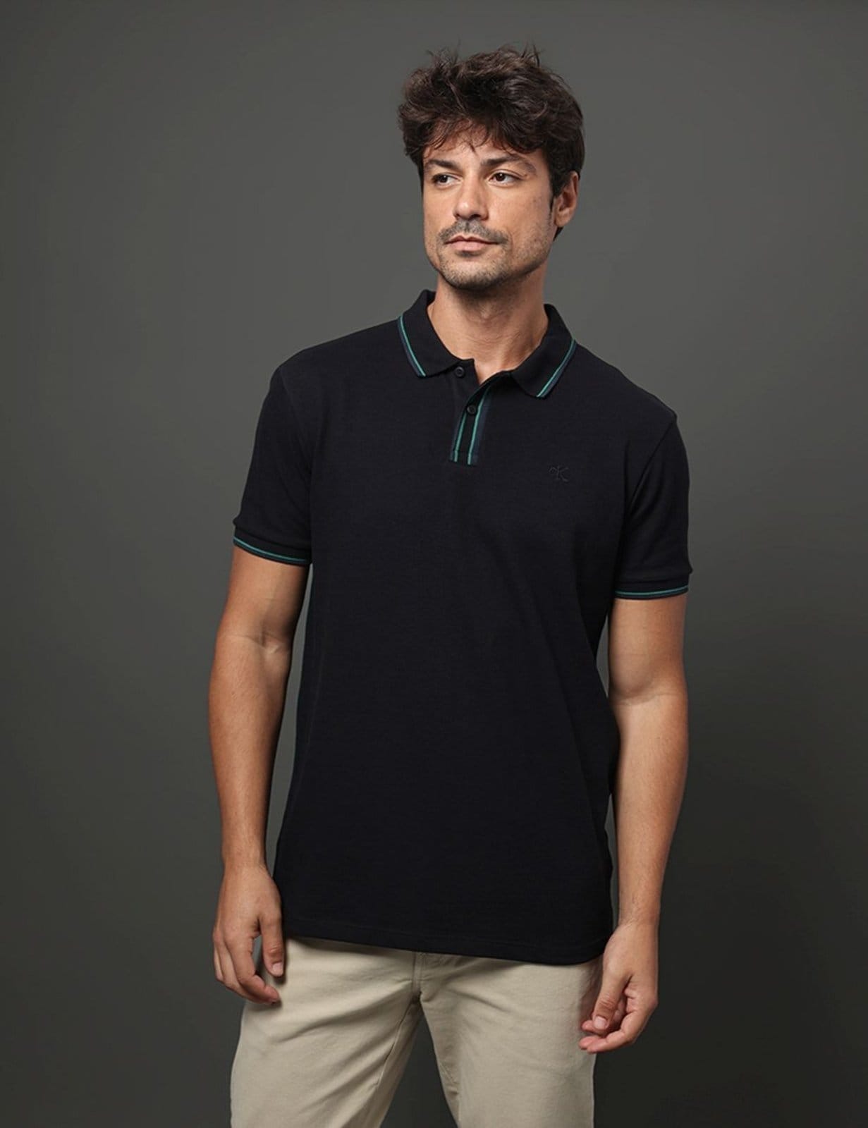 Polo Masculina Listras Peitilho Calvin Klein Jeans