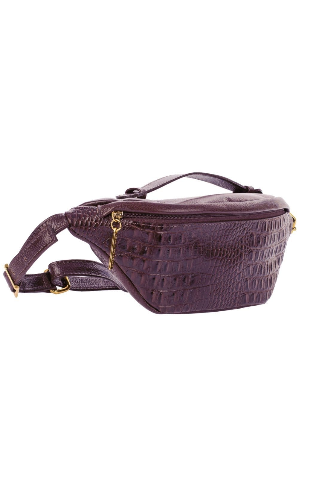 Pochete feminina grande de couro croco Dália - Marsala