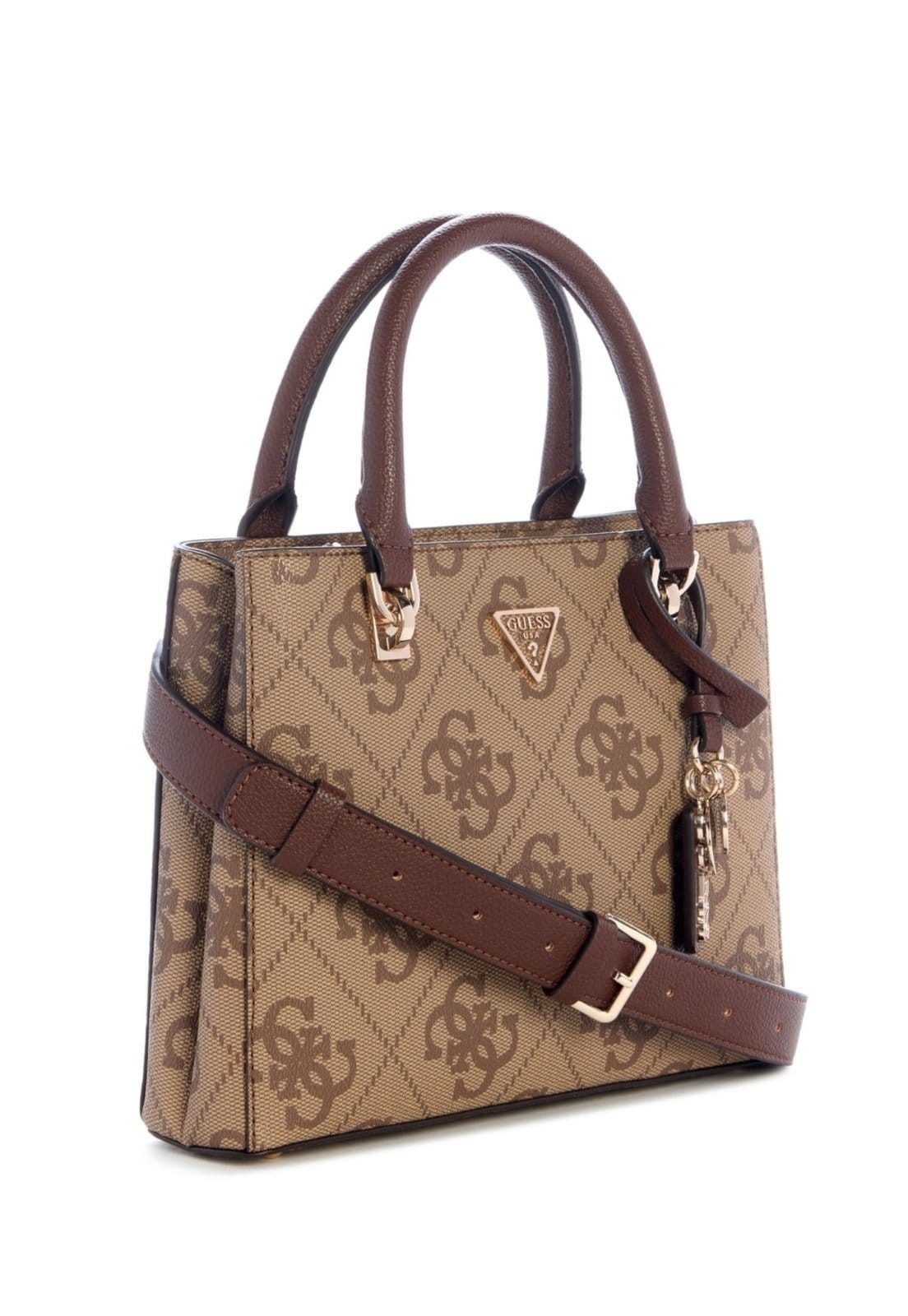 Vista 2 Bolsa Guess Noelle Small Satchel Bege Guess amarelo