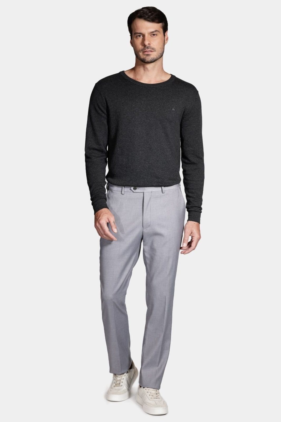 Tricot Manga Longa Gola Careca Mescla - 2