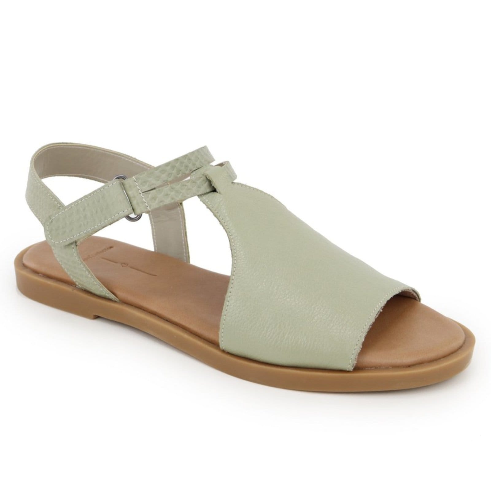 Vista 2 Rasteira em Couro Palmilha Extra Conforto Maria Paula Salvia MARIA PAULA verde