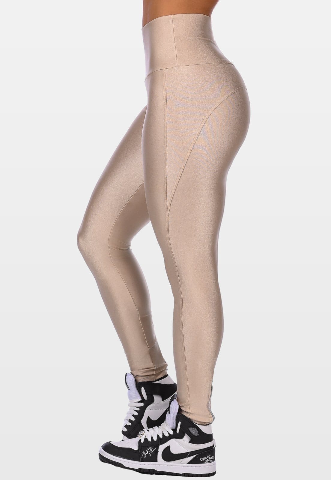 Calça Legging Fitness Cirrê Summer Soul Cós Alto Detalhe Zíper