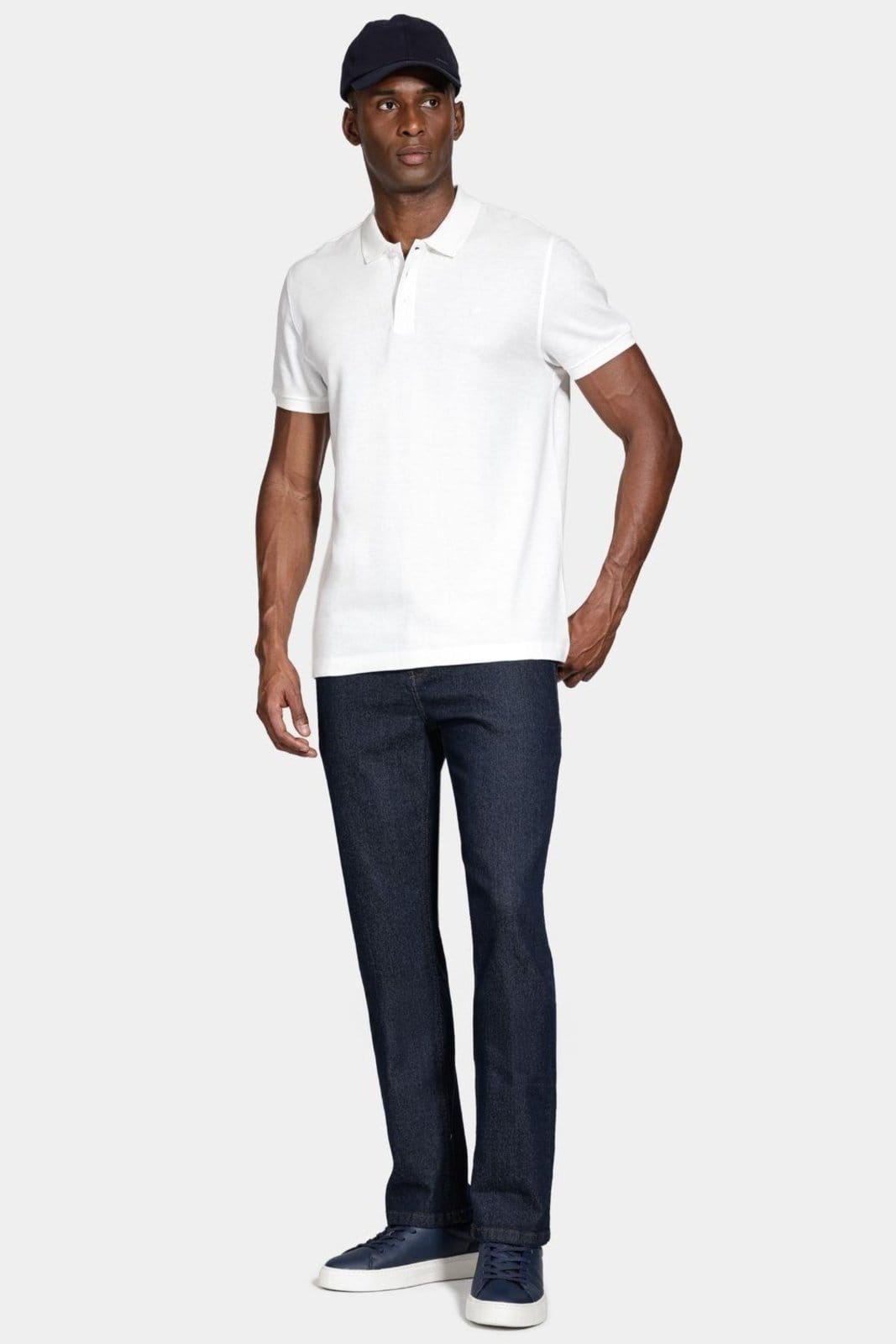 Vista 2 Polo Aramis Manga Curta Algodão Piquet Mescla Básica Aramis branco