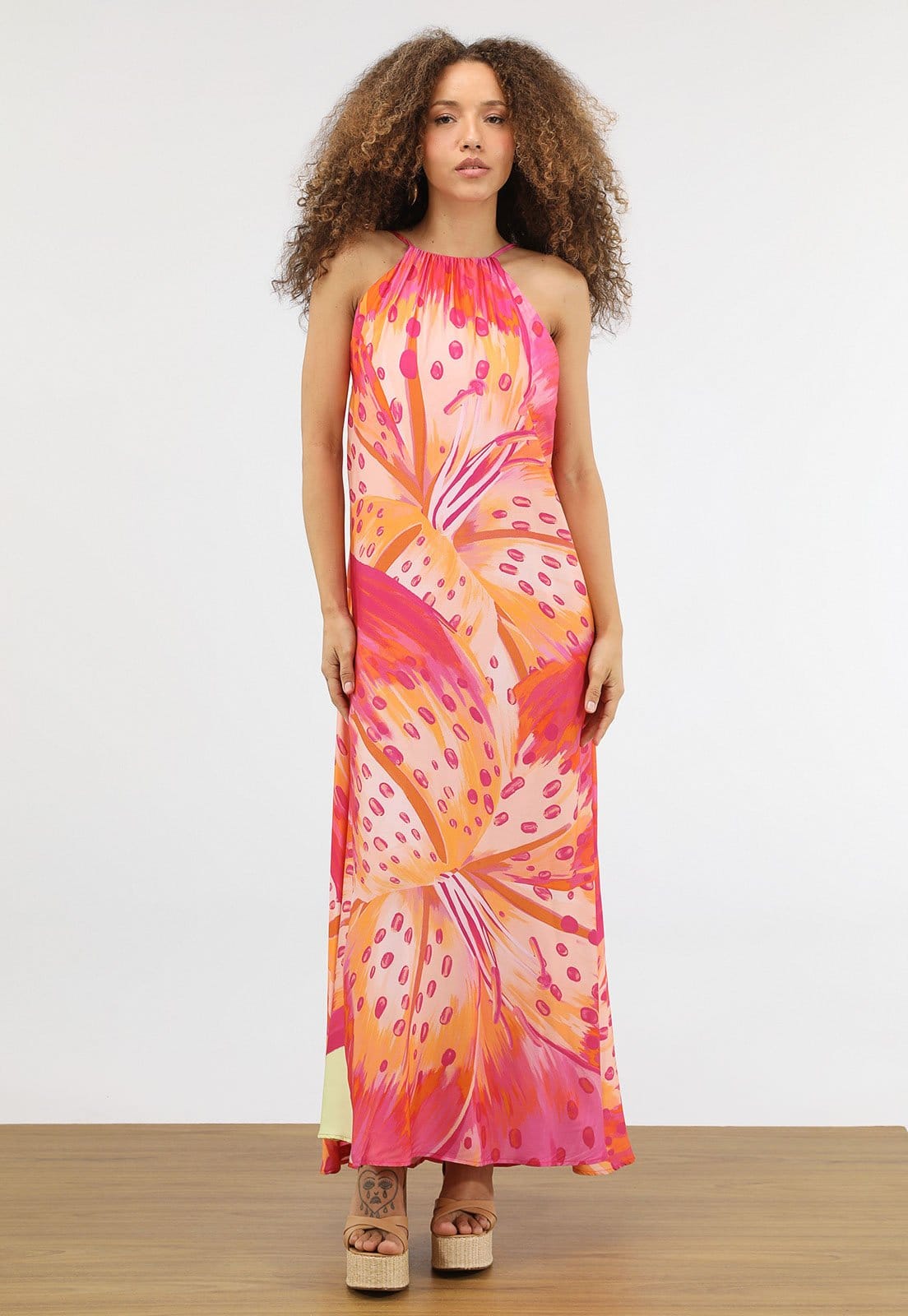 Vestido Feminino FARM Estampa Tropical Maxi Longo