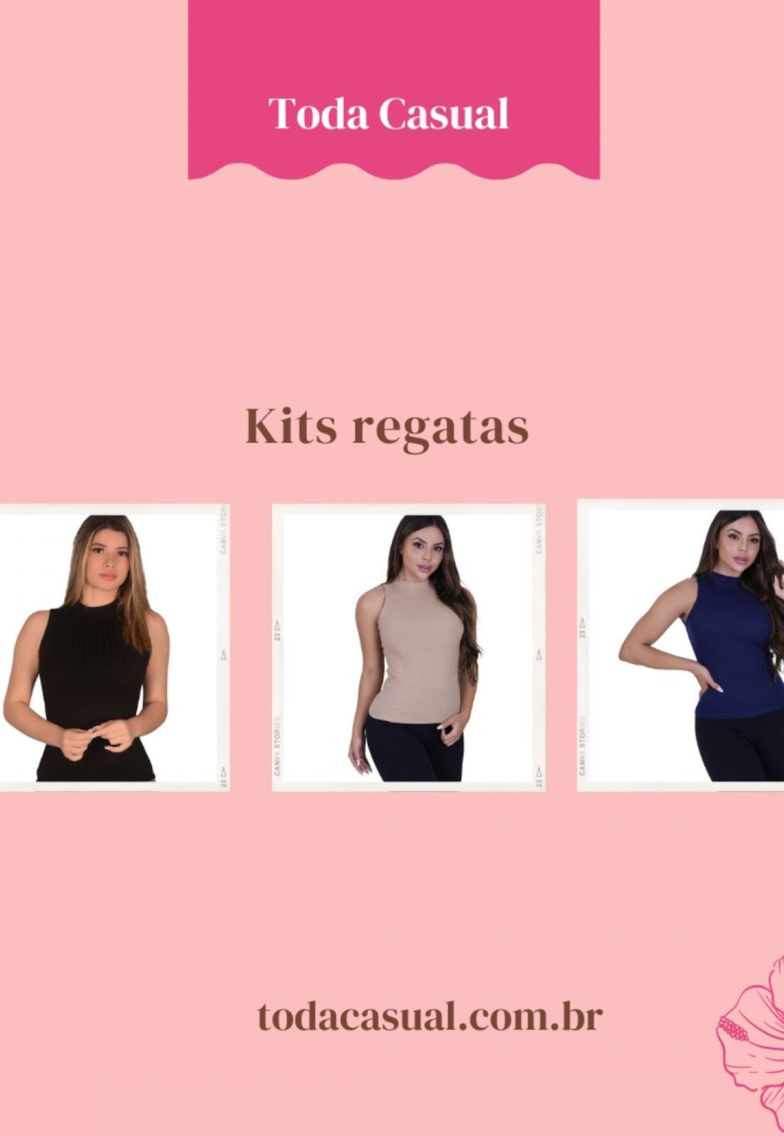 Kit 3 Peças Regata Canelada