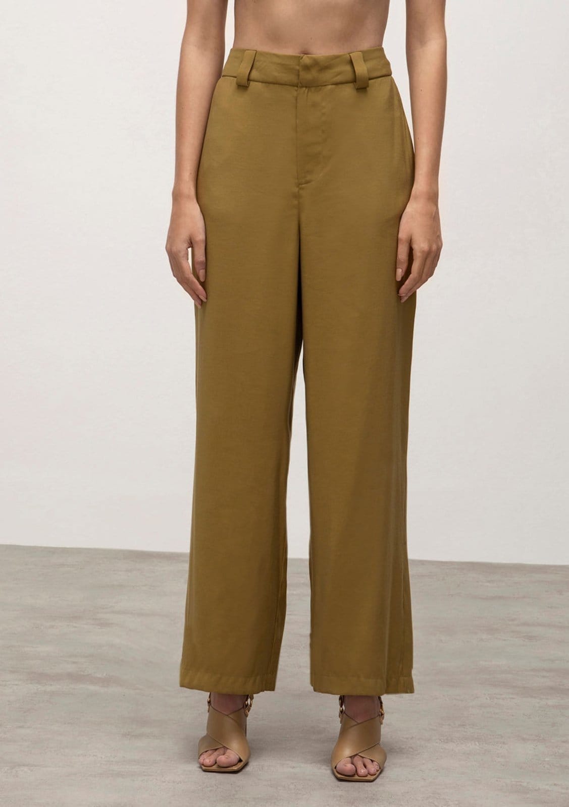 Vista 2 Calça Iódice Reta Cós Alto Detalhe Passante IÓDICE verde