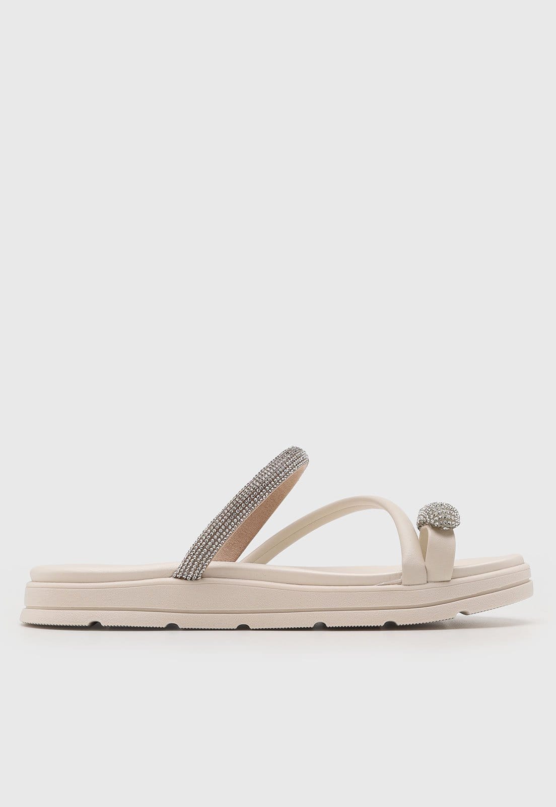 Vista 2 Rasteira Feminina Moleca Tiras Brilhantes Off-White MOLECA off-white white