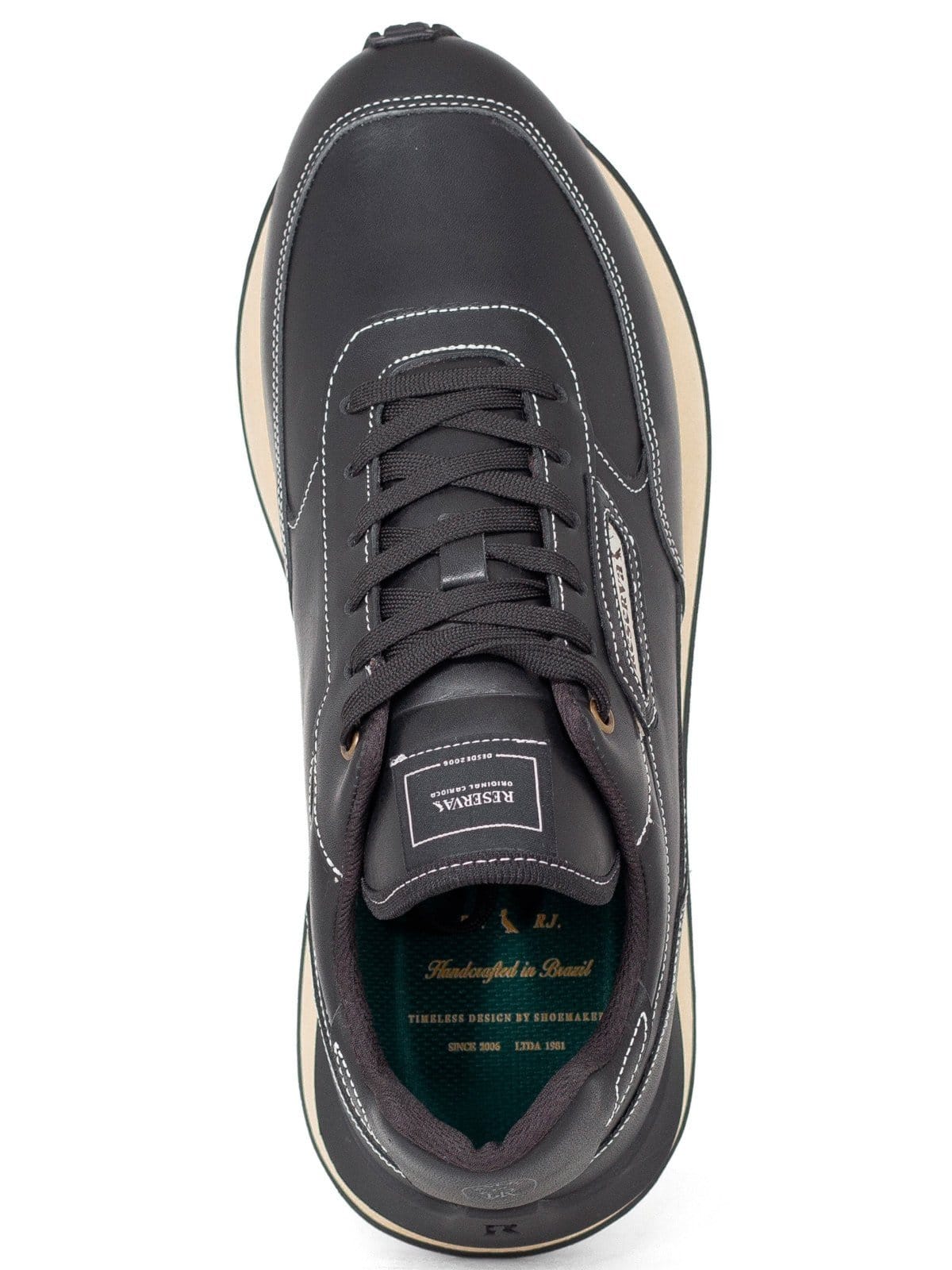 Vista 2 Tênis Masculino Reserva RSV Jogg Kick Couro Legítimo Confortável RESERVA GO preto