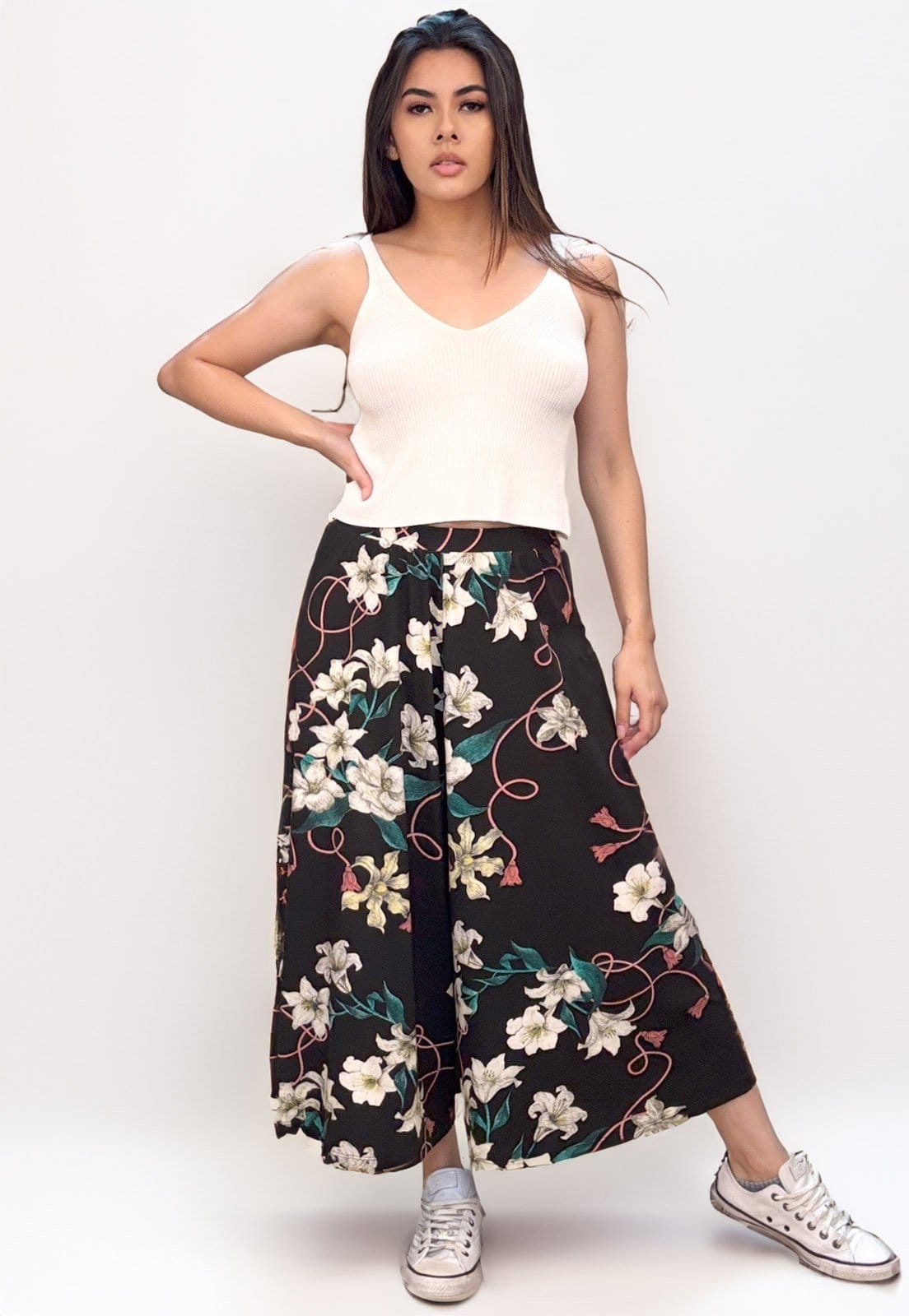 Calça Pantacourt Cabanafree Saia Malha Macaúba Estampa