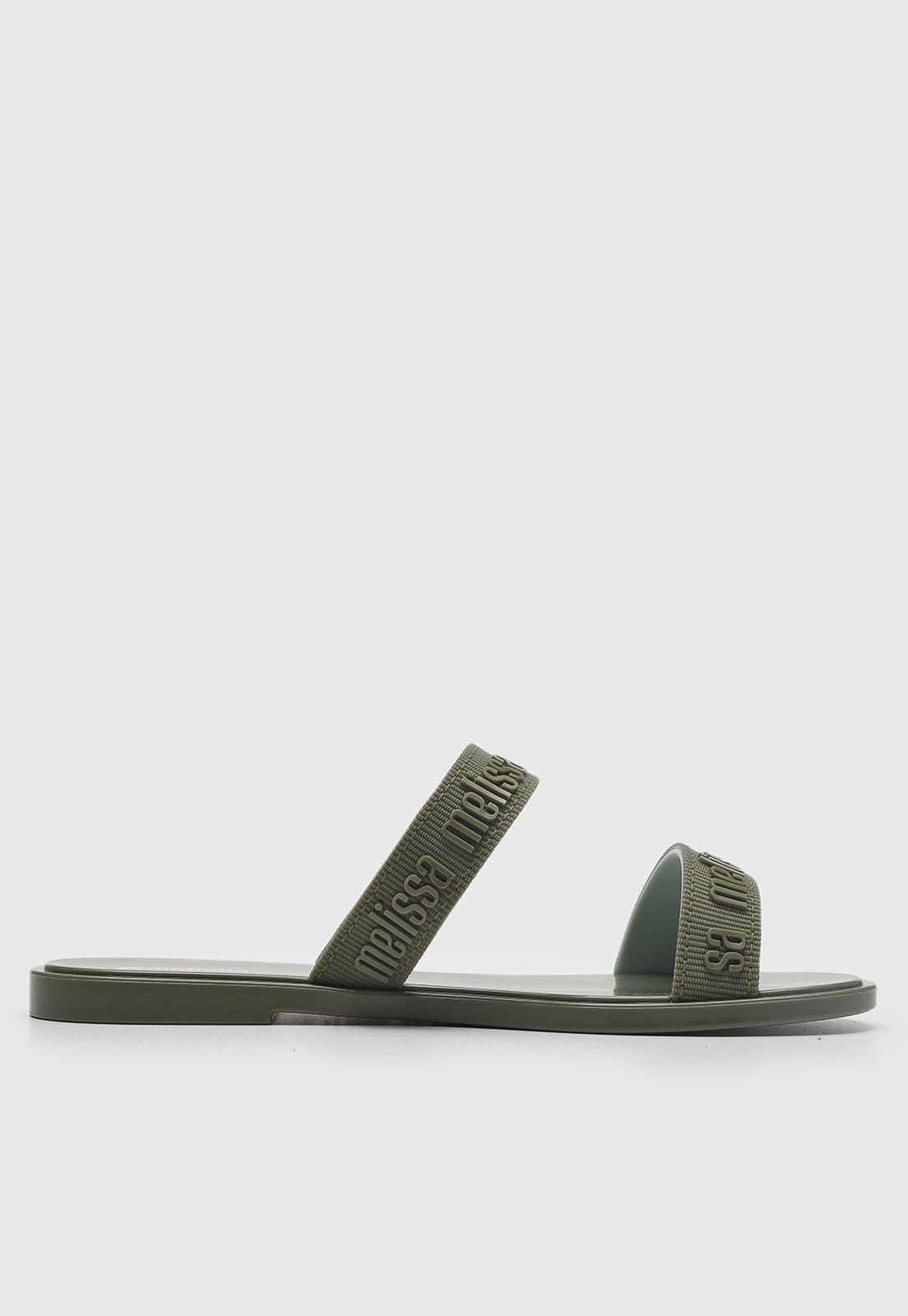 Vista 2 Rasteira Feminina Melissa Slide Militar Melissa verde