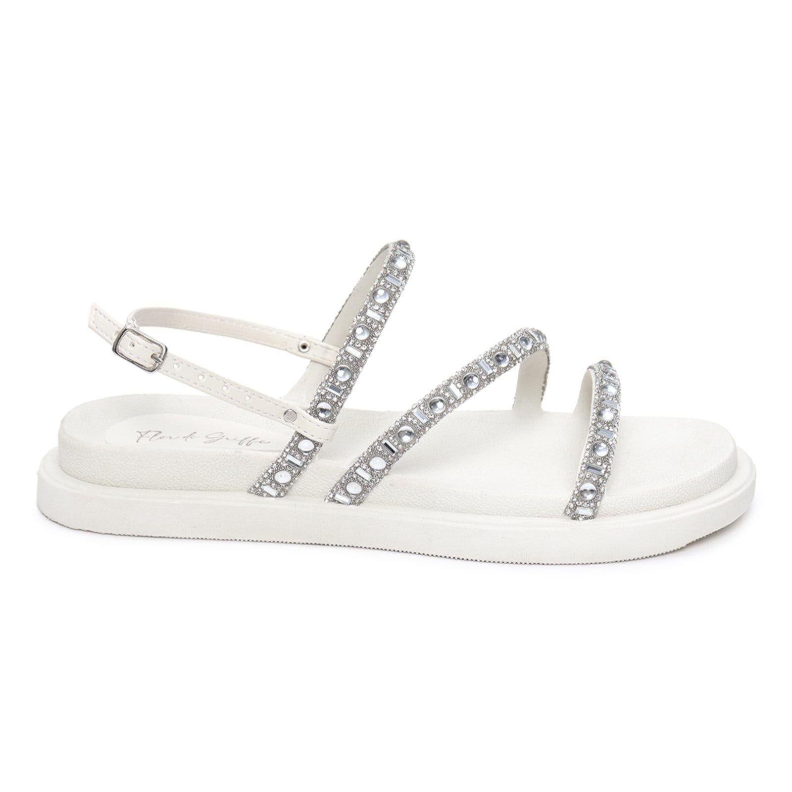 Vista 2 Sandália Papete Flor de Griffe Stras Off White F G FLOR DE GRIFFE off-white white