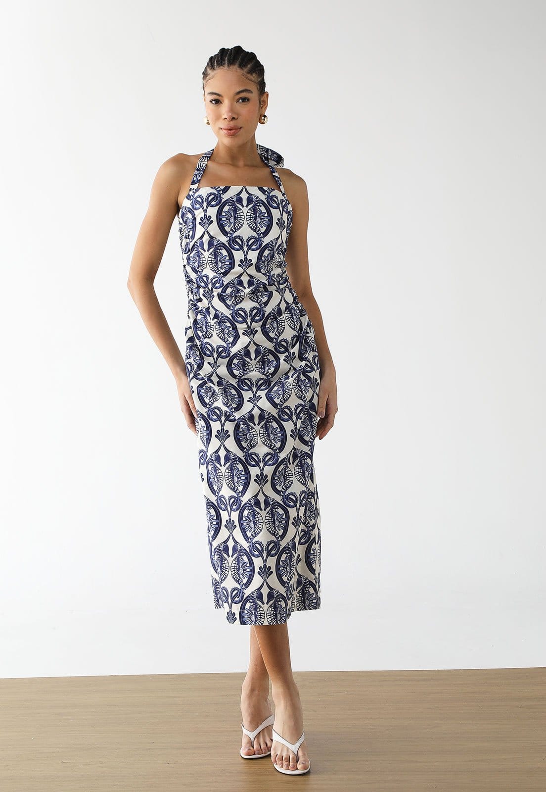 Vestido Feminino FARM Midi Estampa Botânica