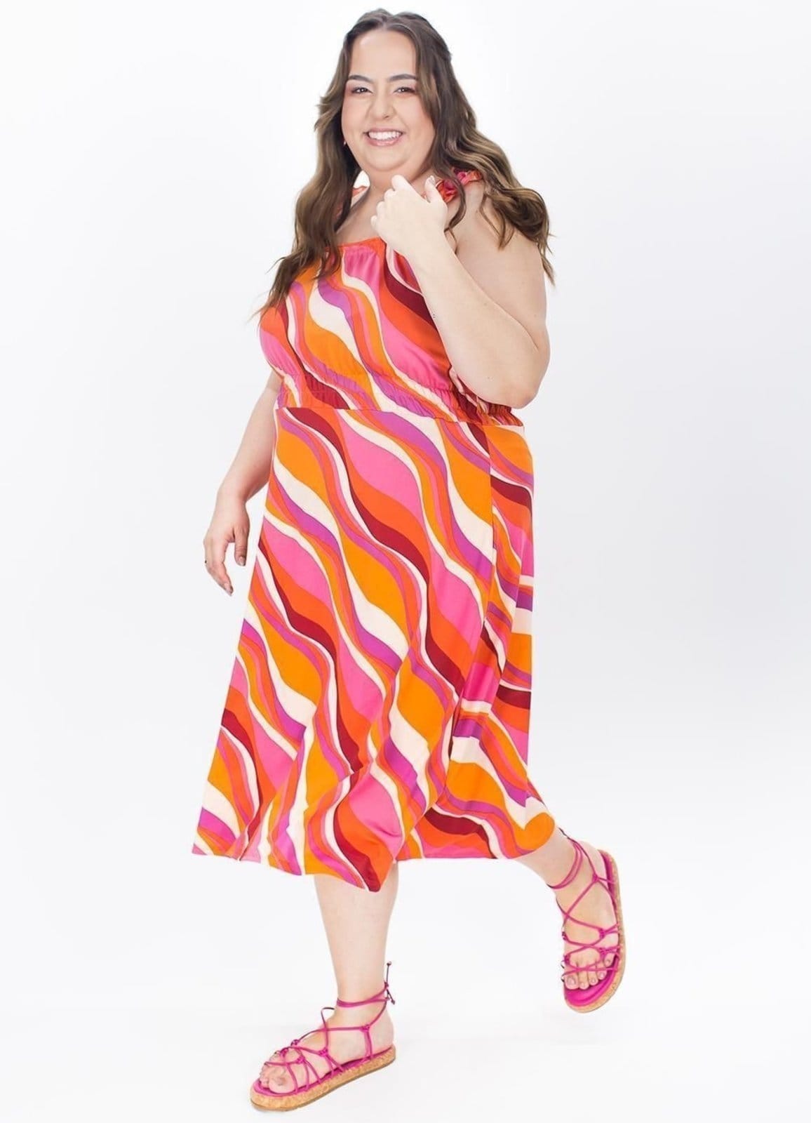 Vestido Em Poliflex Psicodélico