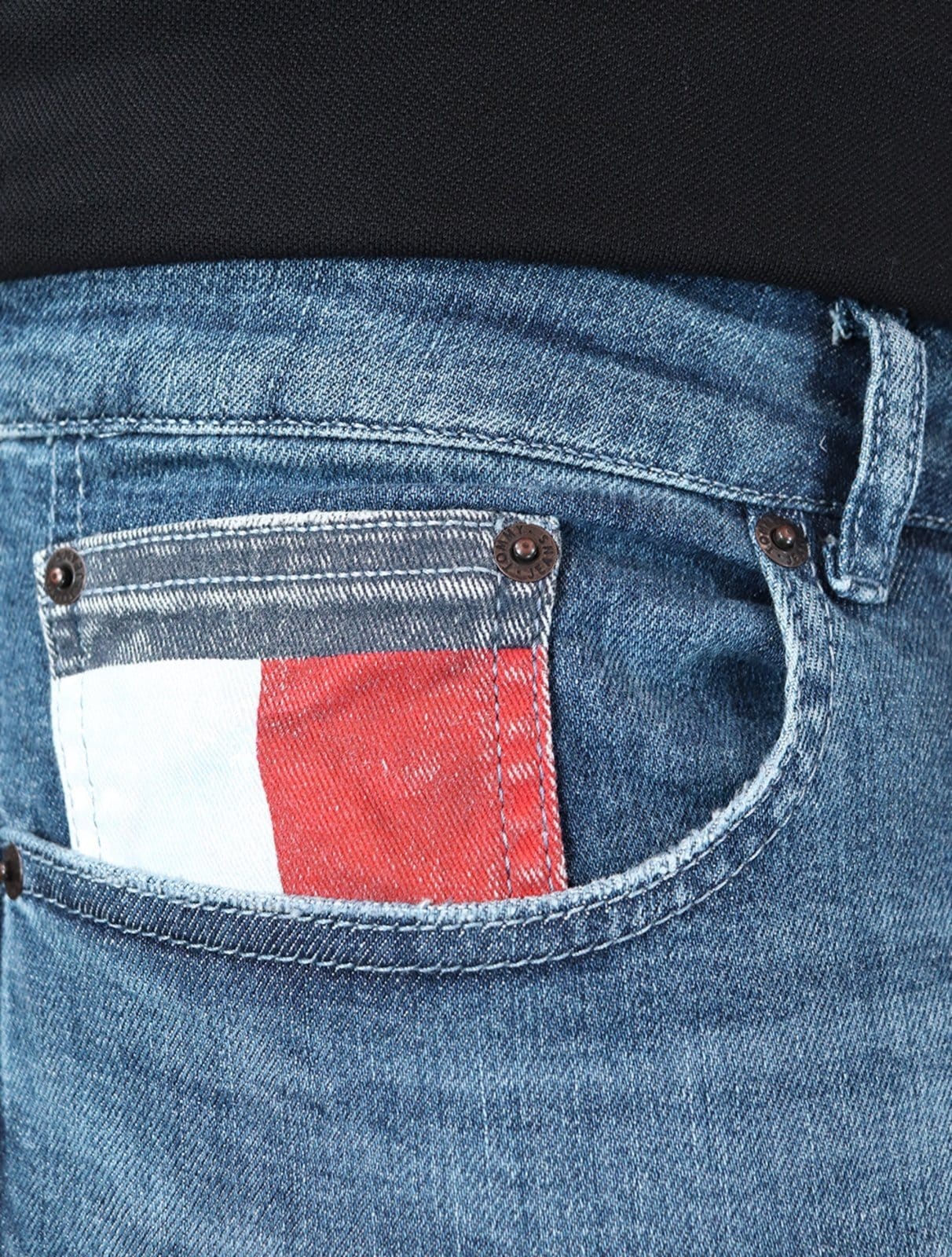 Vista 2 Calça Tommy Jeans Masculina Slim Scanton Washed 21552 Médio Tommy Jeans azul