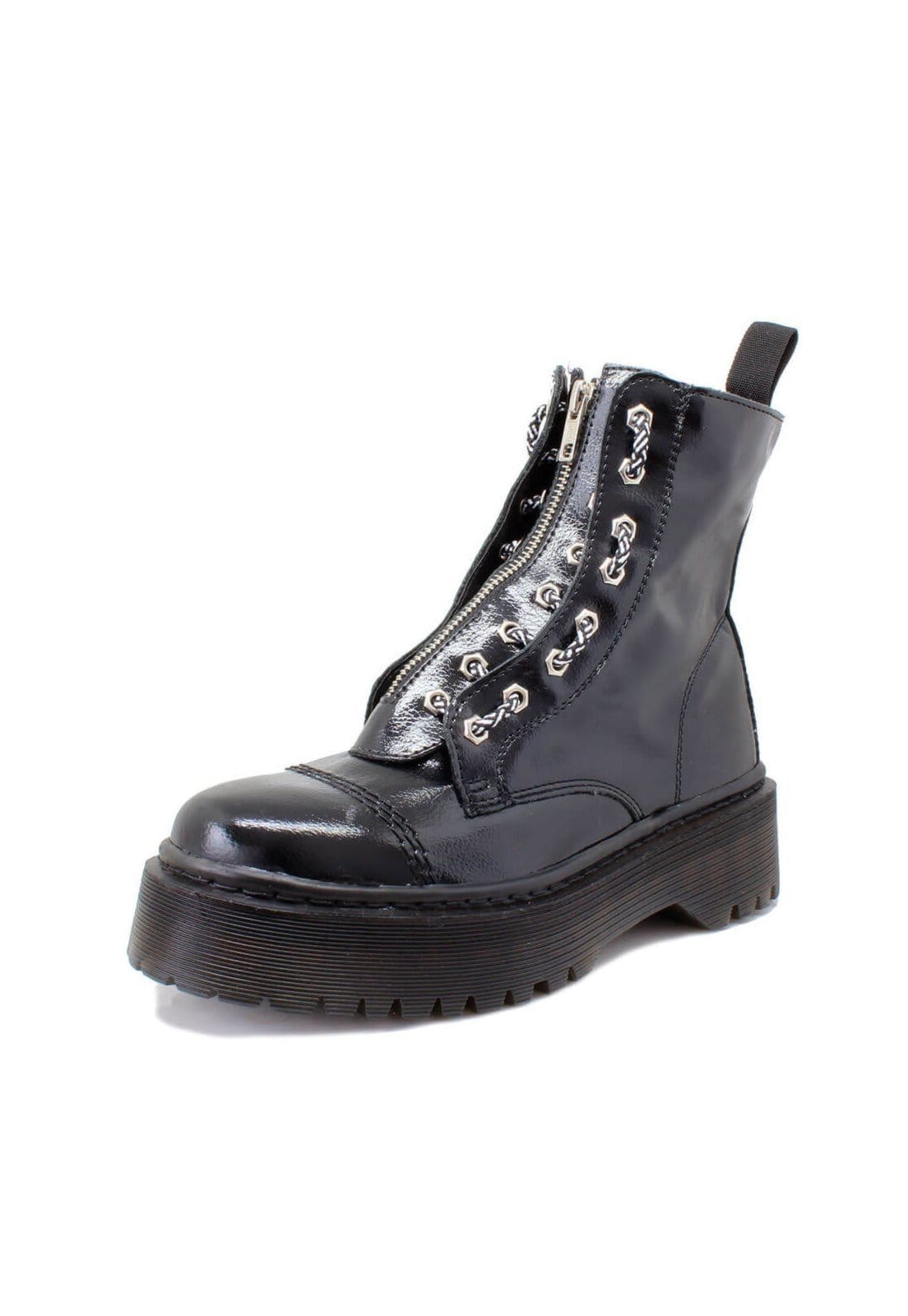 Vista principal Coturno Tratorado Lizzy Estilo Veggie Croco ESTILO VEGGIE SHOES preto