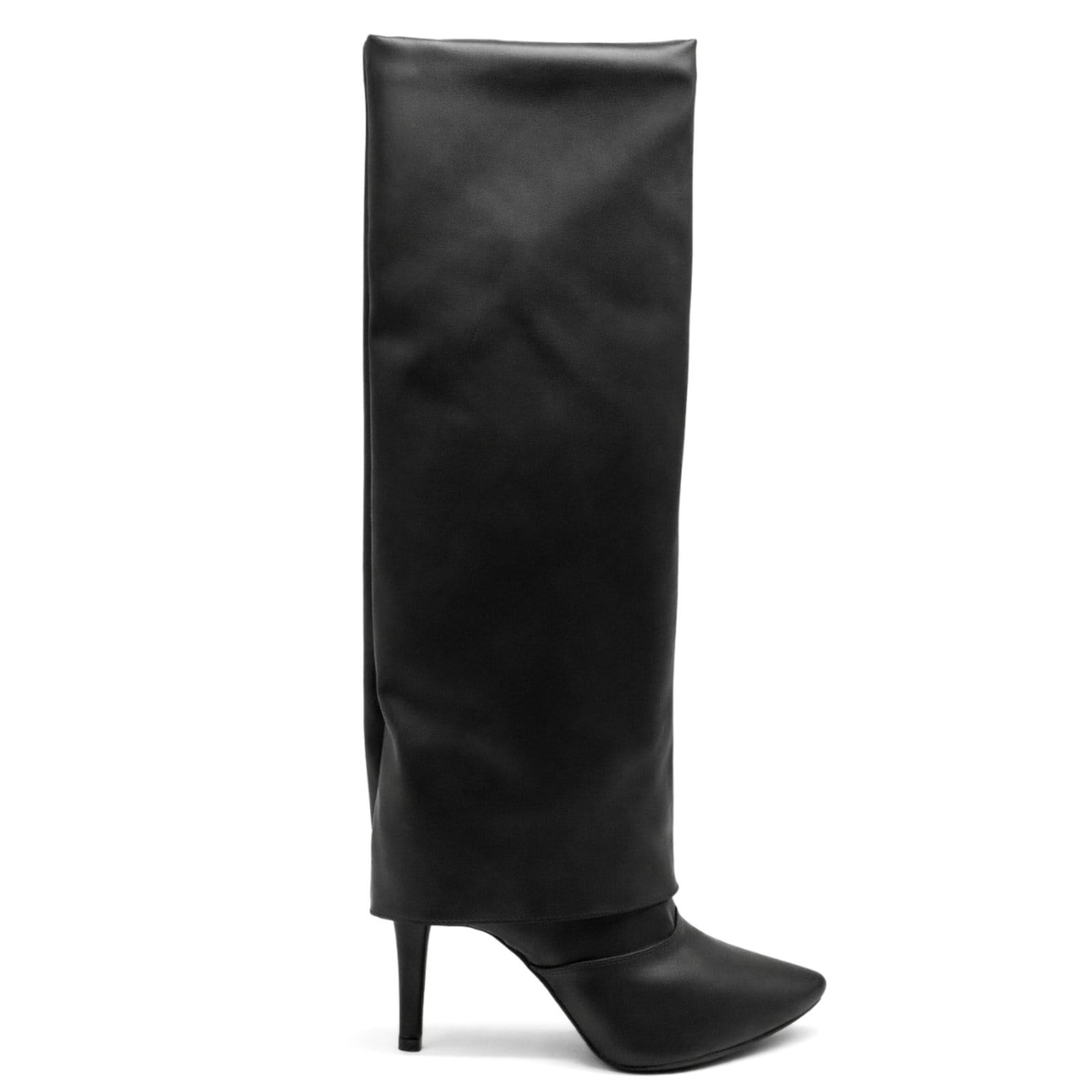 Bota Feminina Com Capa Salto Fino Alto Elegante Flor da Pele 1796 Preta