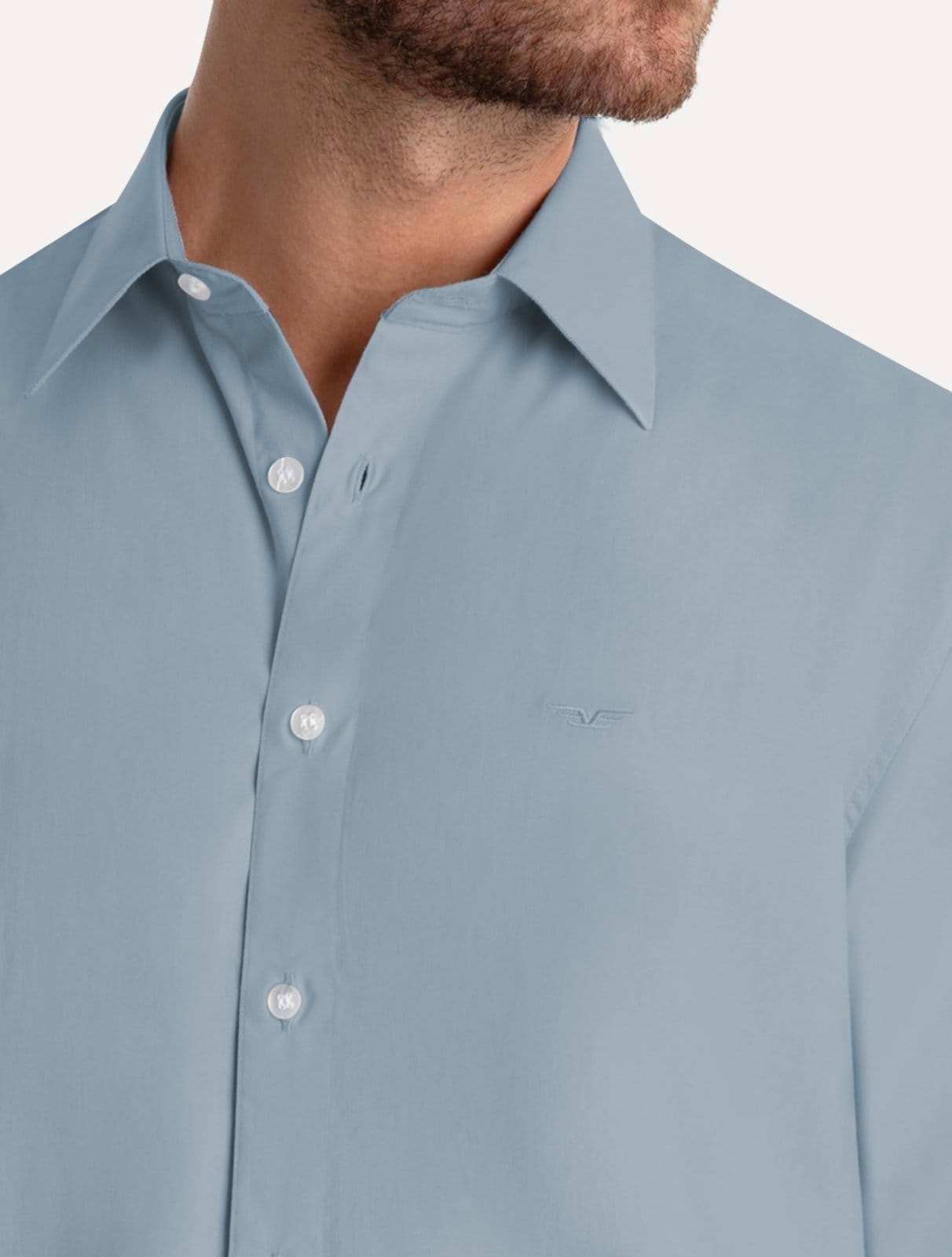 Vista 2 Camisa Ellus Masculina Tricoline LY Classic Anatomic Médio Ellus azul