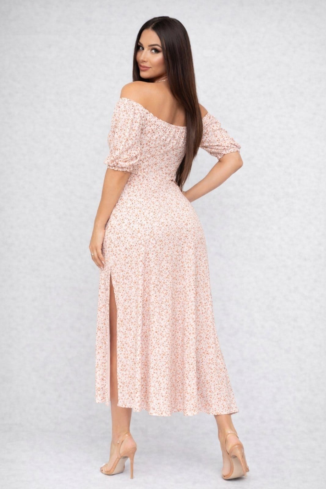 Vista 2 Vestido Longo D Bell Outlet Fashion Tomara Que Caia Com Fenda Estampado D BELL OUTLET FASHION rosa