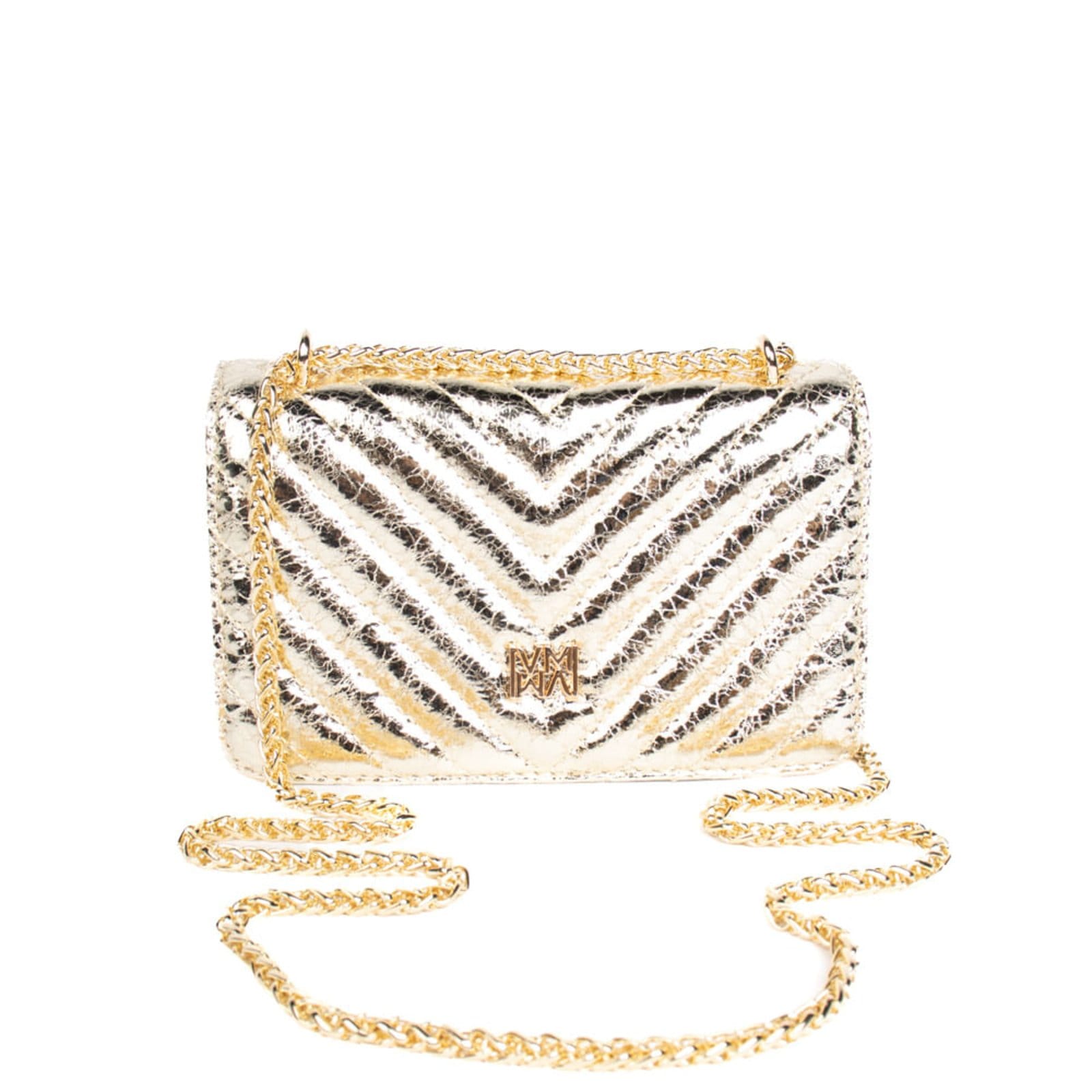 Vista principal Bolsa Feminina Via Marte Tiracolo Matelasse Pequena VIA MARTE dourado