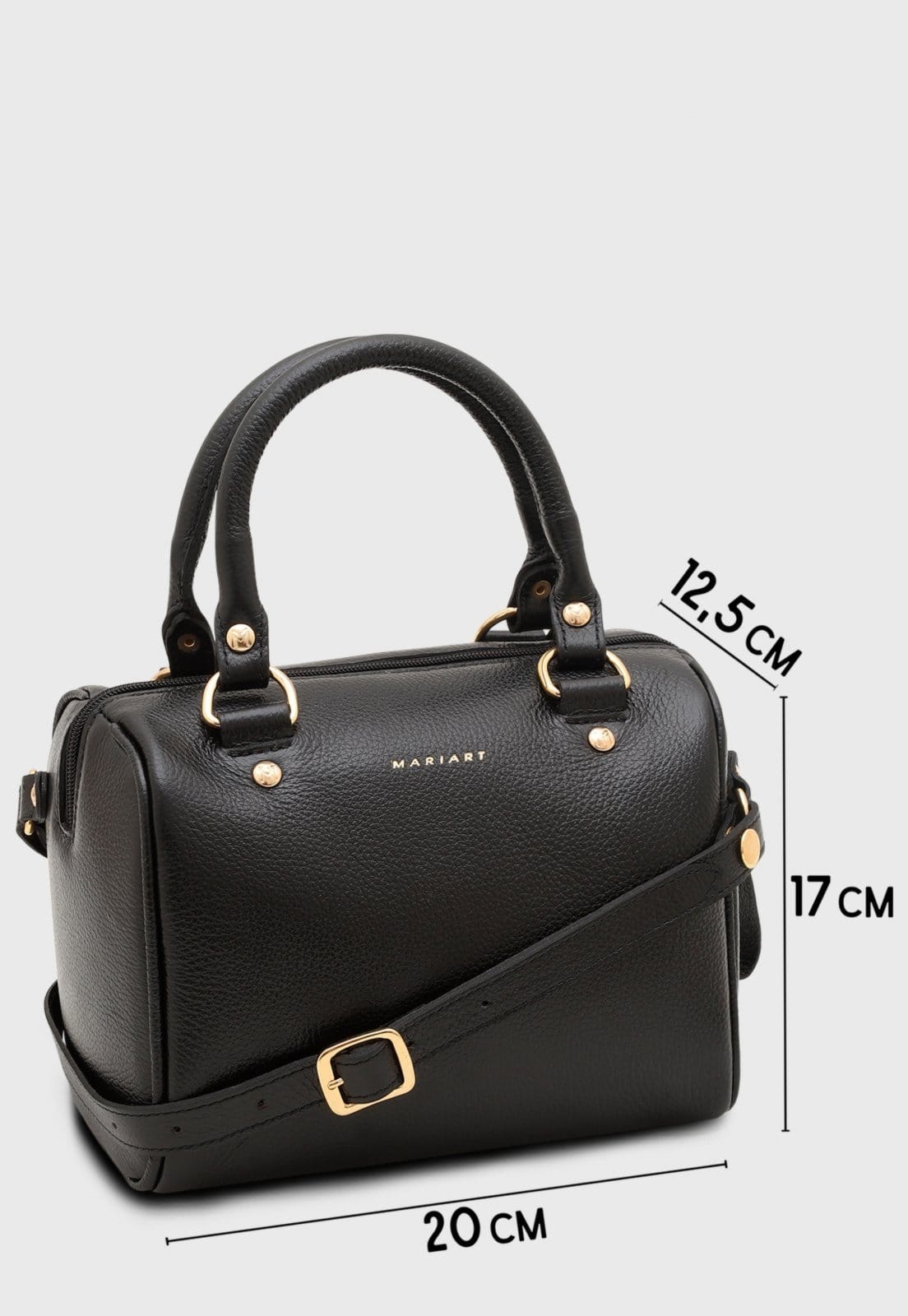 Vista 2 Bolsa Transversal Couro Mariart Iguaçu Preta Mariart preto