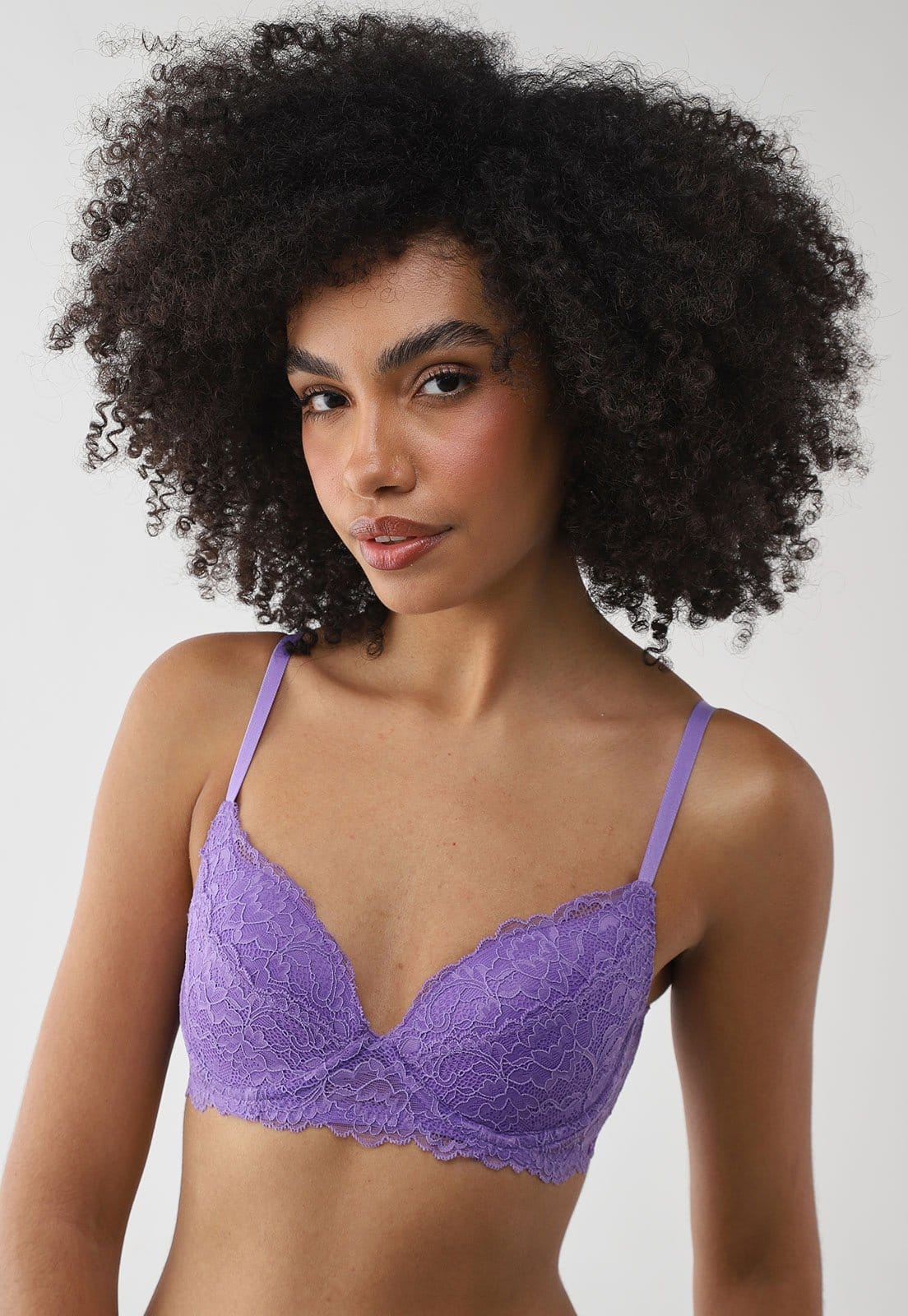 Vista principal Sutiã Meia-Taça Hope Renda Bojo Lavanda Hope roxo lavanda