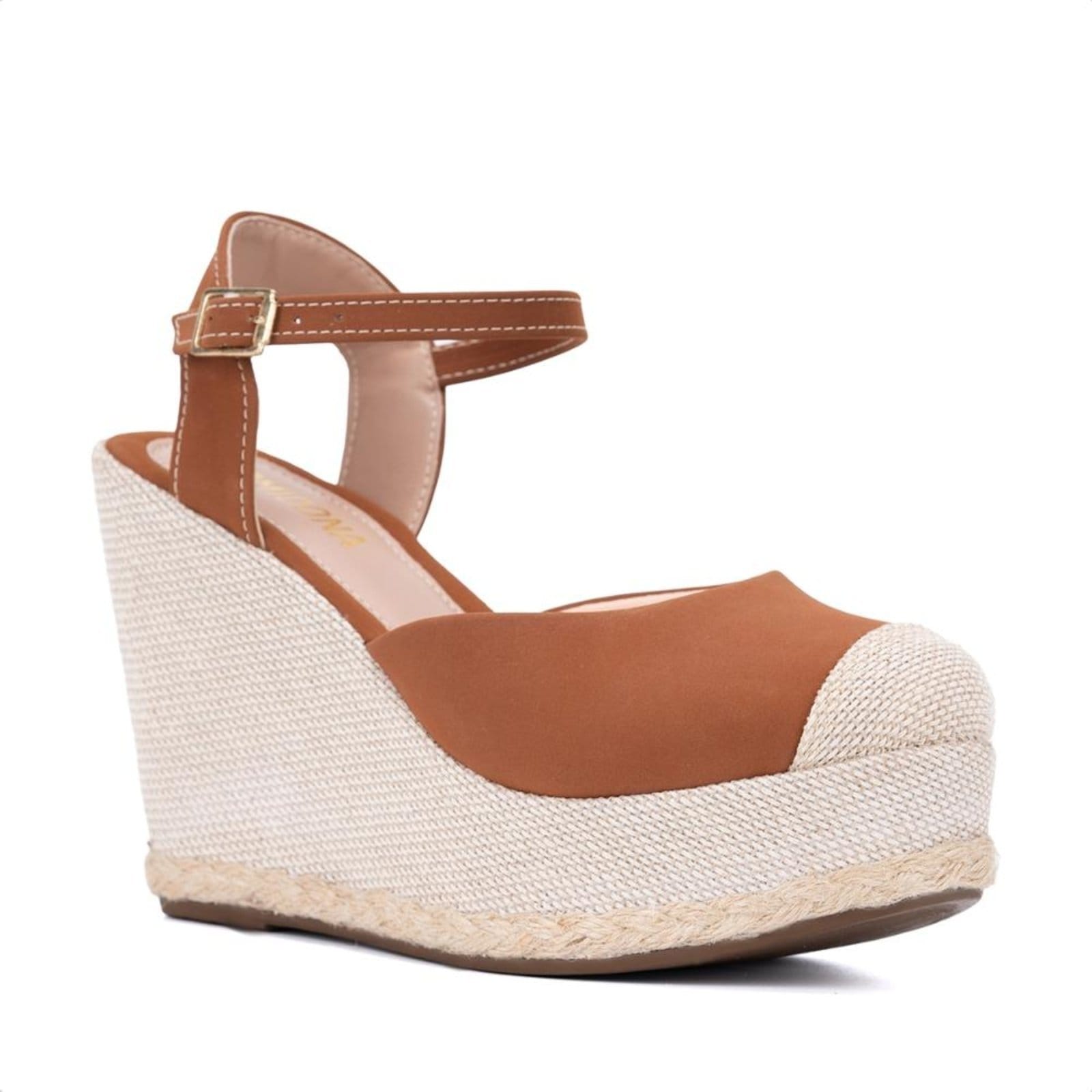 Sandália Feminina Salto Anabela Bico Fechado