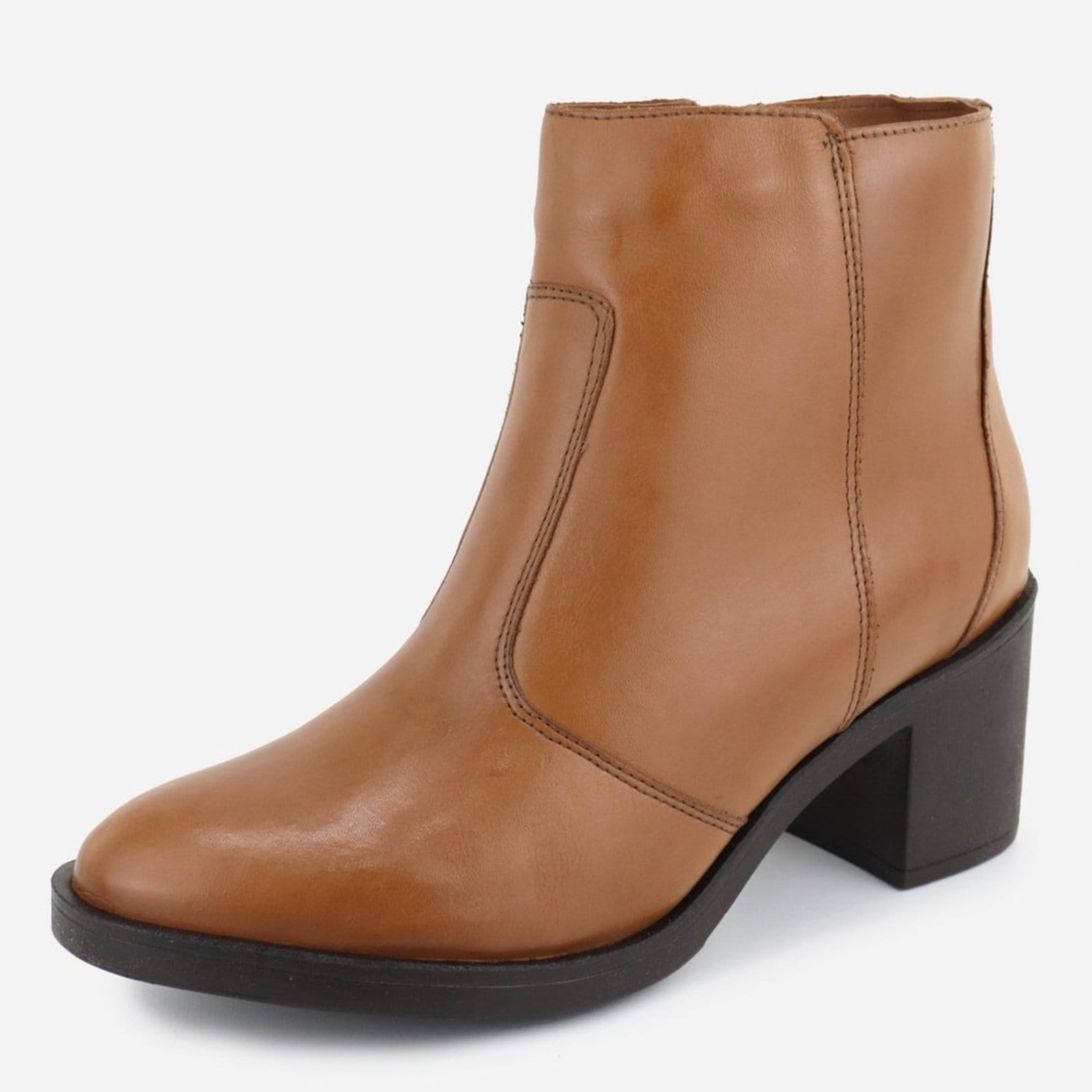 Bota em Couro Cano Curto Lisa Maria Paula Conforto Rusty