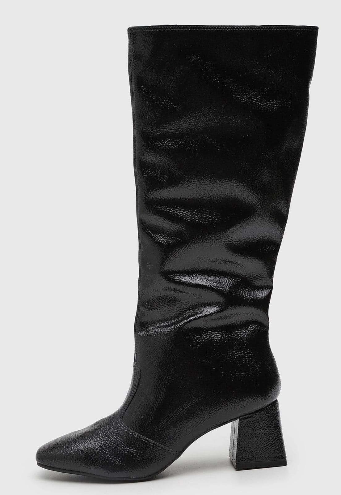 Bota Feminina cê Salto Quadrado Preta