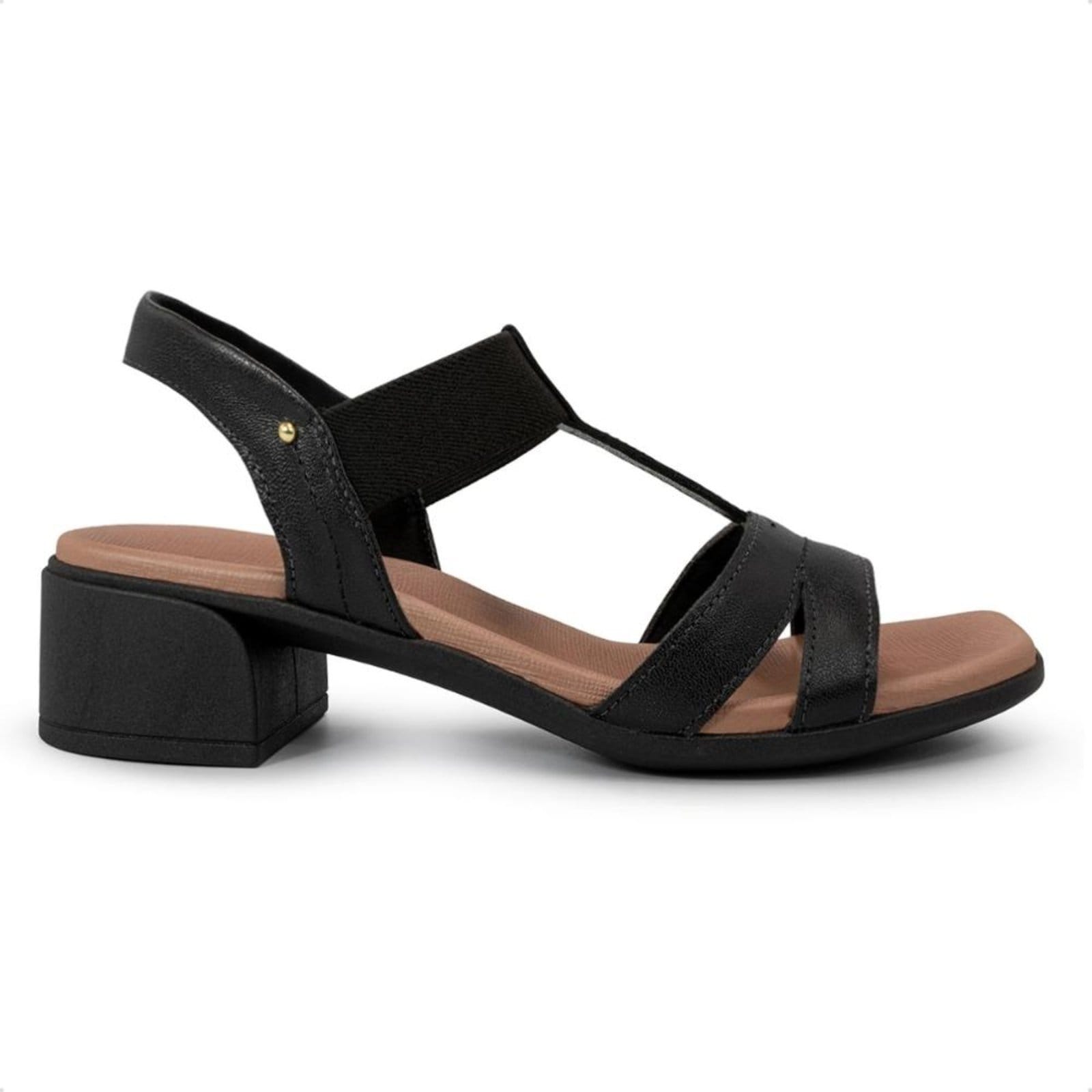 Sandália Usaflex Feminino Bico Quadrado Couro Casual AN27006