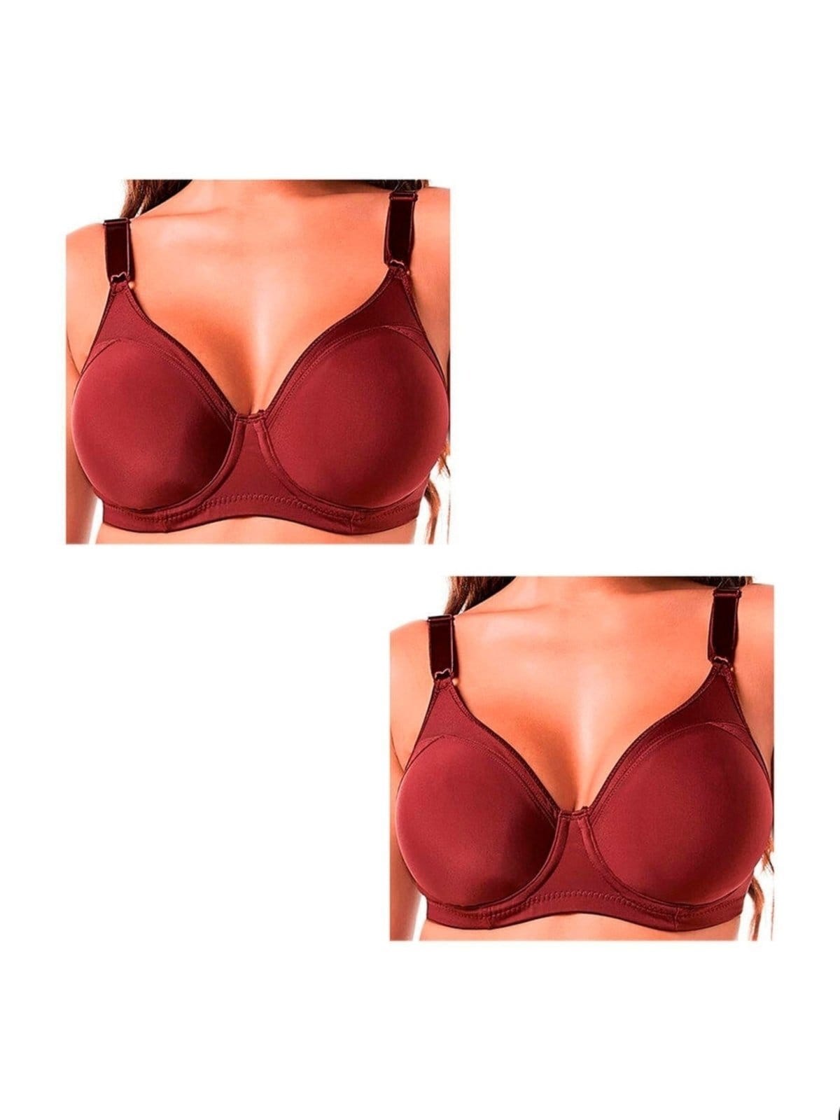 Vista principal Kit com 2 Sutiãs com Aro e sem Bojo Support Control Demillus 64905 Taça C Demillus vermelho