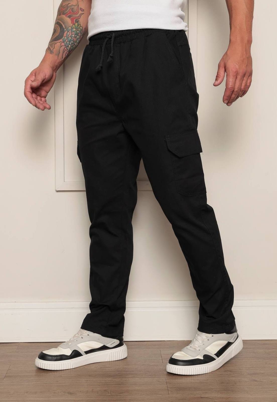 Calça Jogger Masculina Ethereal Jeans com Bolso Cargo Confortável Sem Punho