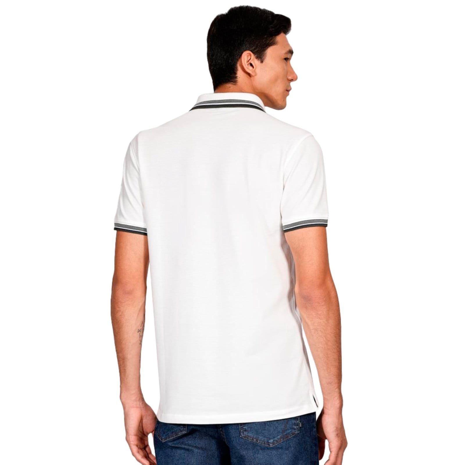 Vista 2 Camisa Polo Aramis Piquet 6 Frisos Ve25 Off White Masculino Aramis amarelo white