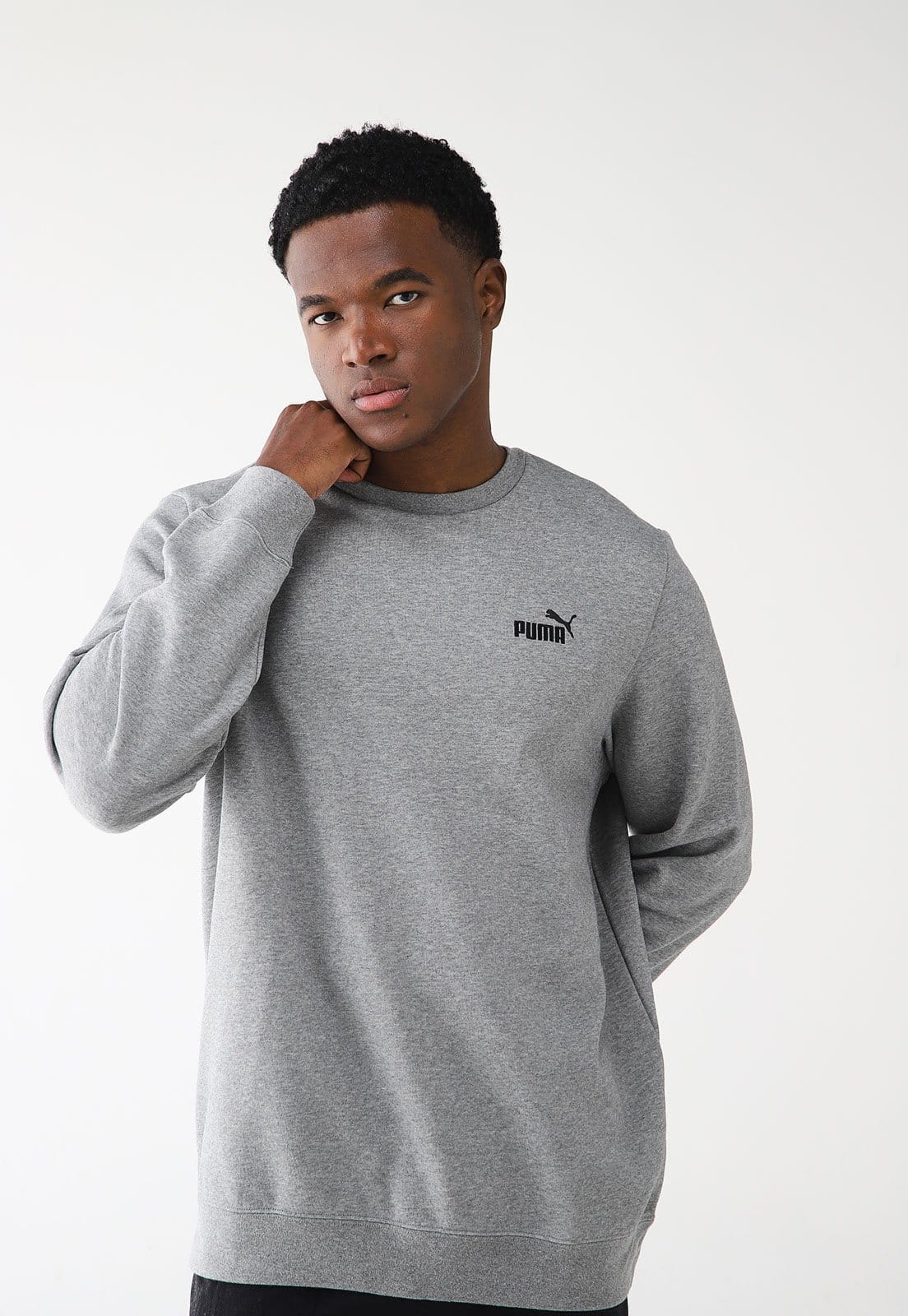 Blusa de Moletom Flanelada Fechada Puma Small Logo Crew