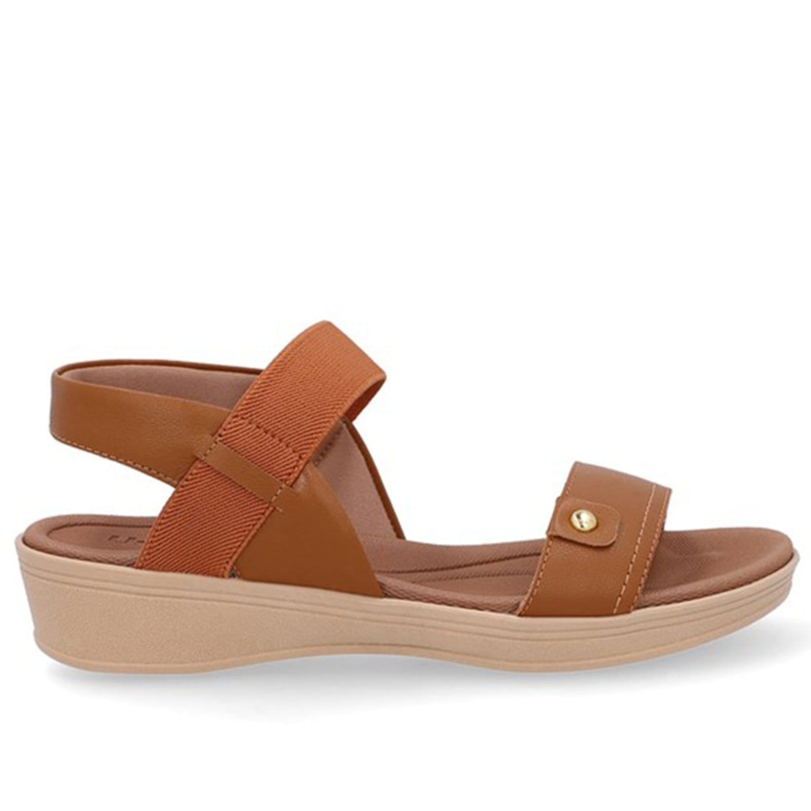 Sandália Usaflex Couro Tira Elástico Calce Fácil TAN - 003