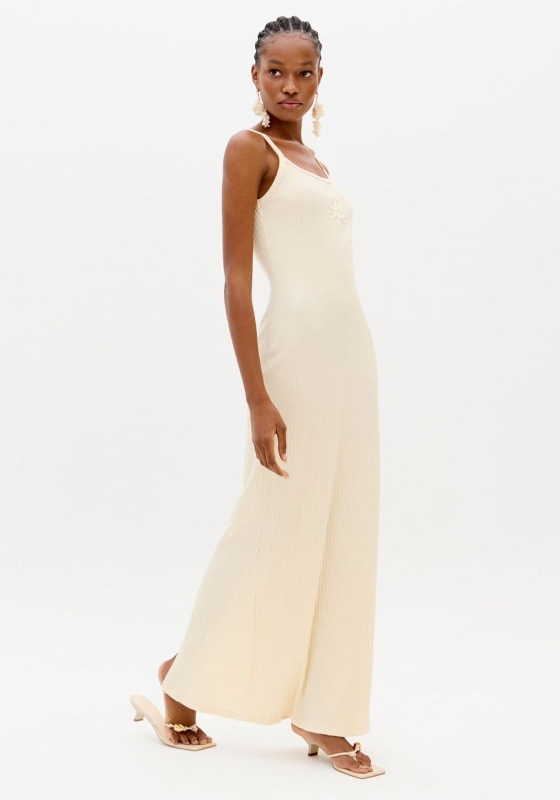 Vestido Canelado Super Midi De Alças